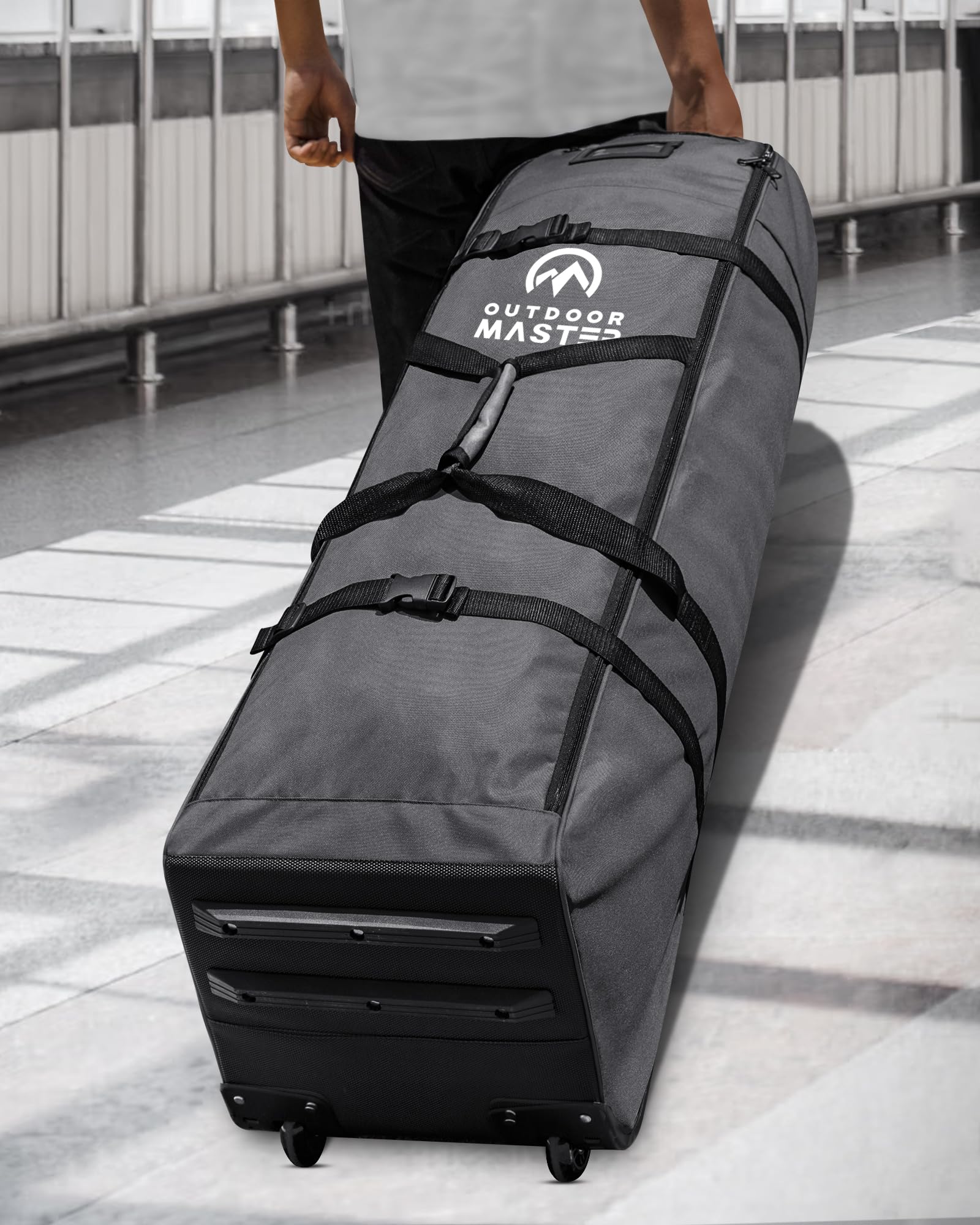 OutdoorMaster Borsa da golf imbottita da viaggio con ruote rinforzate, in tessuto Oxford 900D resistente, resistente all'usura e impermeabile, borsa da golf con lati morbidi