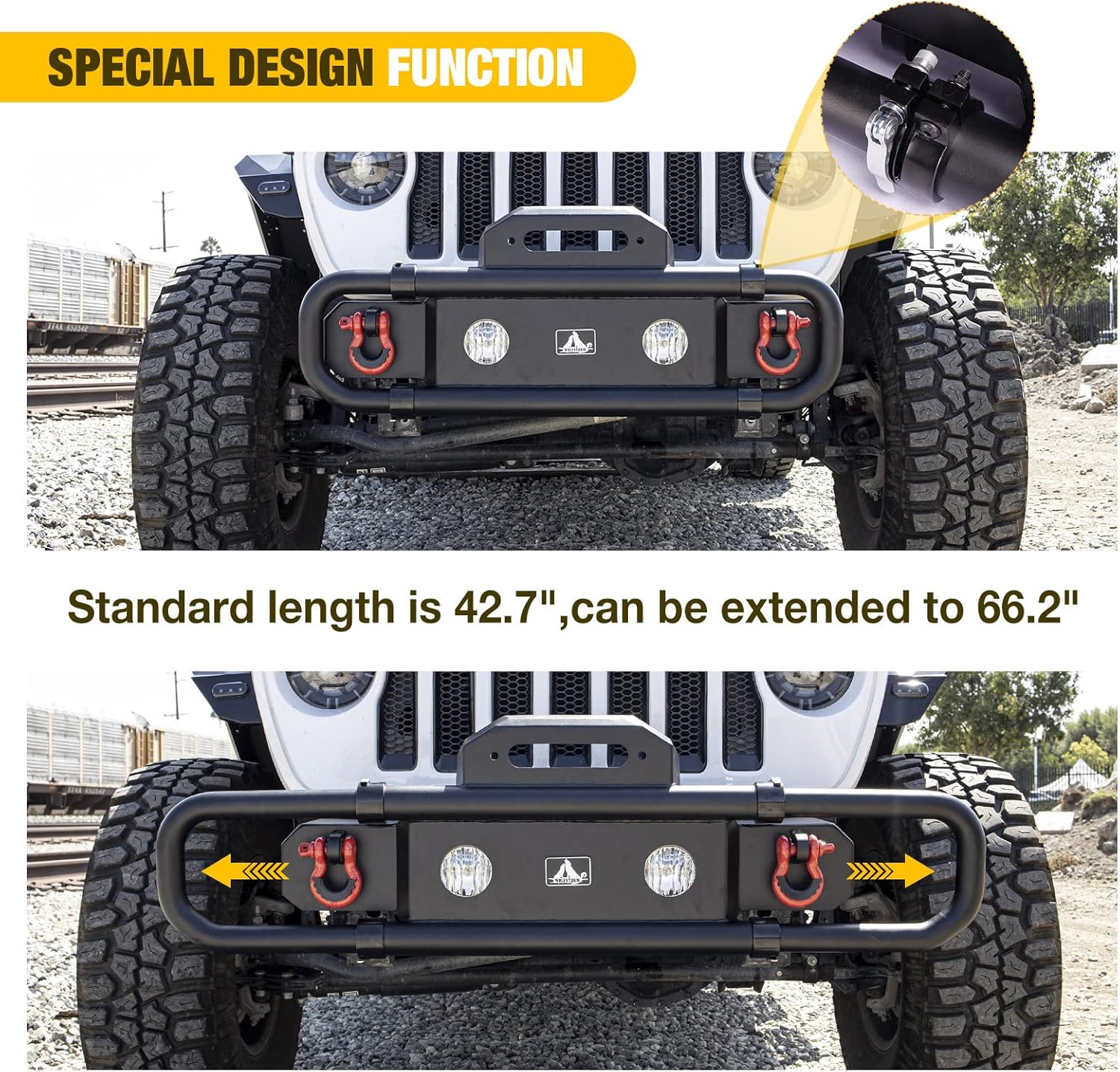 Front Bumper Fit for 2018-2026 Jeep Wrangler JL/JLU with Winch Plate Installation Place,WOLFSTORM 2007-2018 Jeep JK/JKU Alloy Steel Front Bumper Replacement Exterior Accessories