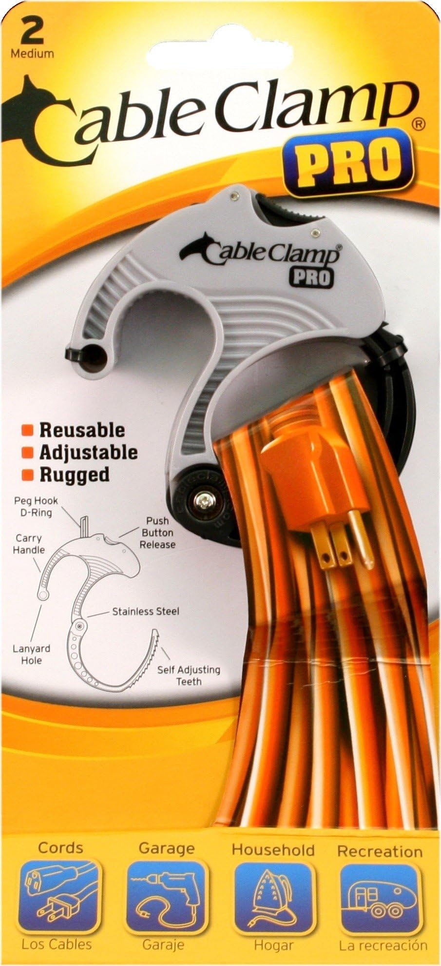 Qa Worldwide CCP0241 Cable Clamp PRO Pack, 2 Medium Platinum/Black