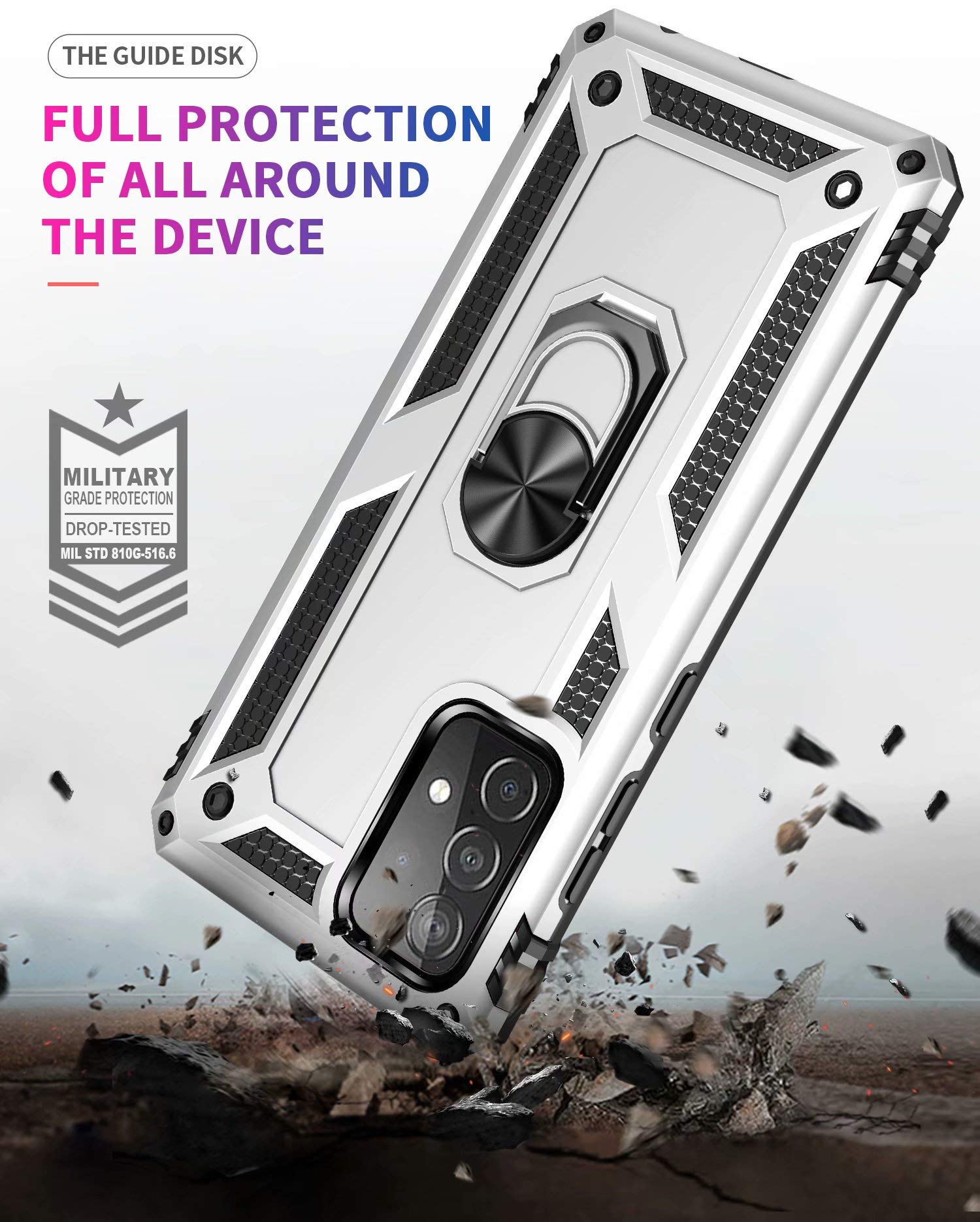 Cover Per Xiaomi Redmi 9T Con Supporto Ad Anello Girevole 360° – Custodia Antiurto TPU/PC, Blu, Con Attacco Magnetico - 3