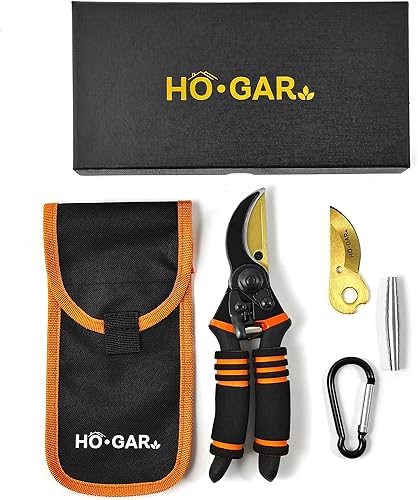 HO.GAR Kit de tijeras de podar de titanio de alta calidad podadoras manuales profesionales resistentes, tijeras de jardinería, tijeras ergonómicas.