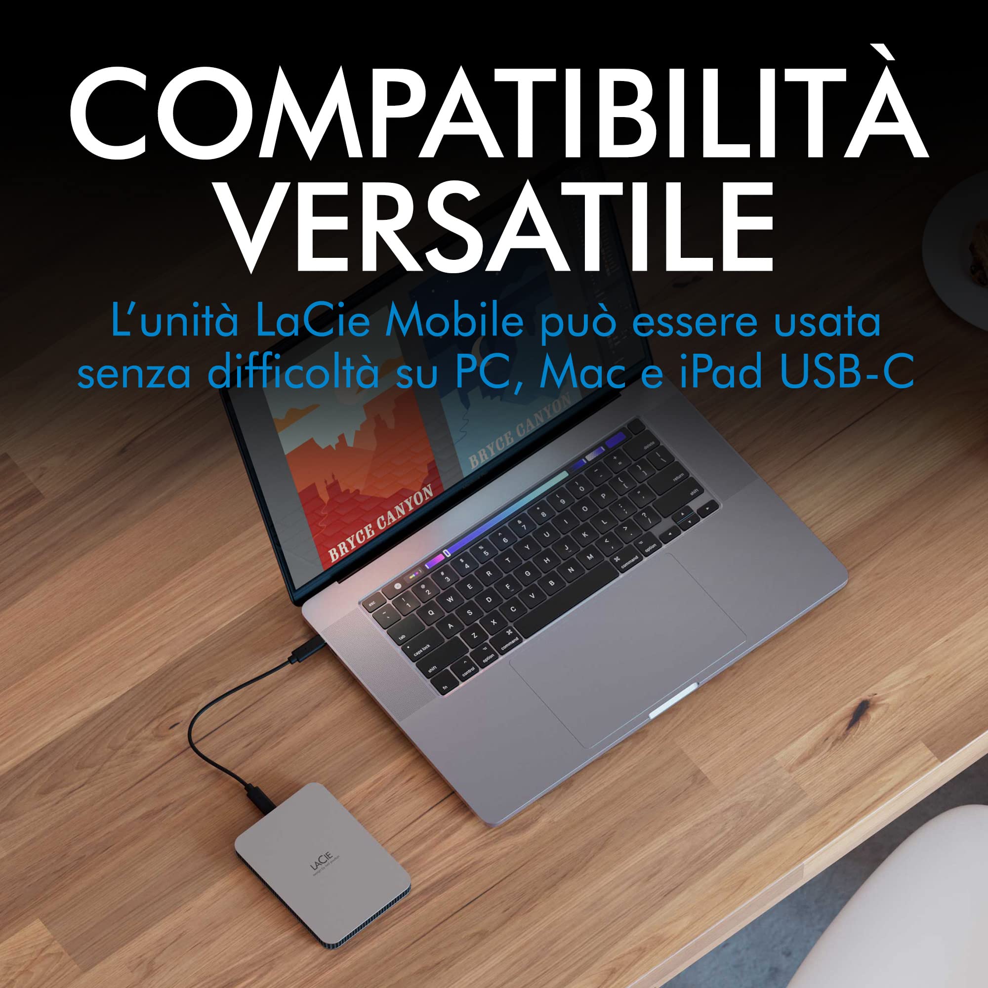 LaCie Mobile Drive 1TB, Hard disk esterno portatile, per PC Mac iPad & iPhone, Data Rescue Service (STLP1000400)