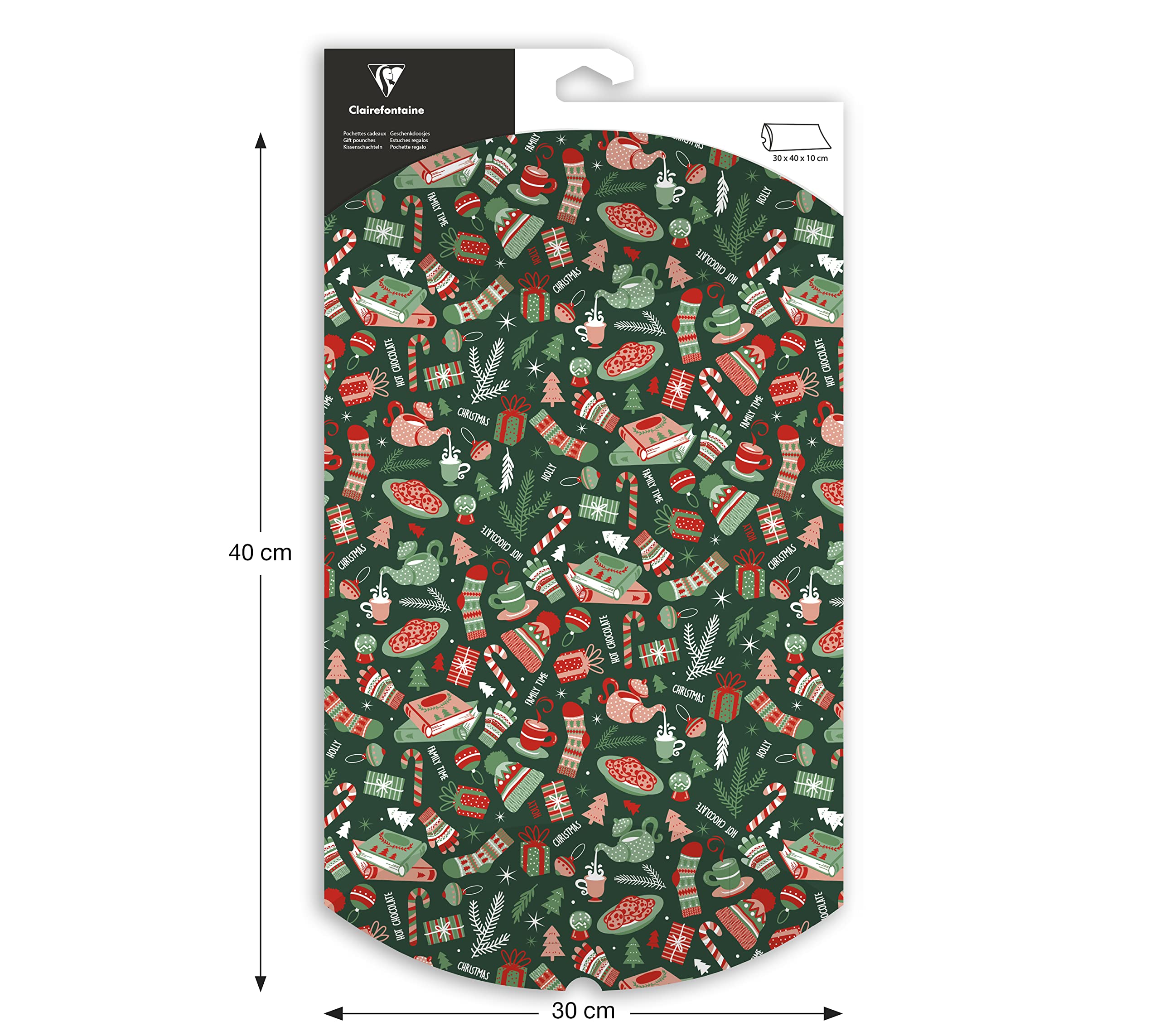 Clairefontaine 618014C - 6 Large Folding Gift Bags - 30x40cm - Designs : Christmas cosy - Pillow box - Gift wrapping - Suitable for gifts, books, games, etc - Image 2