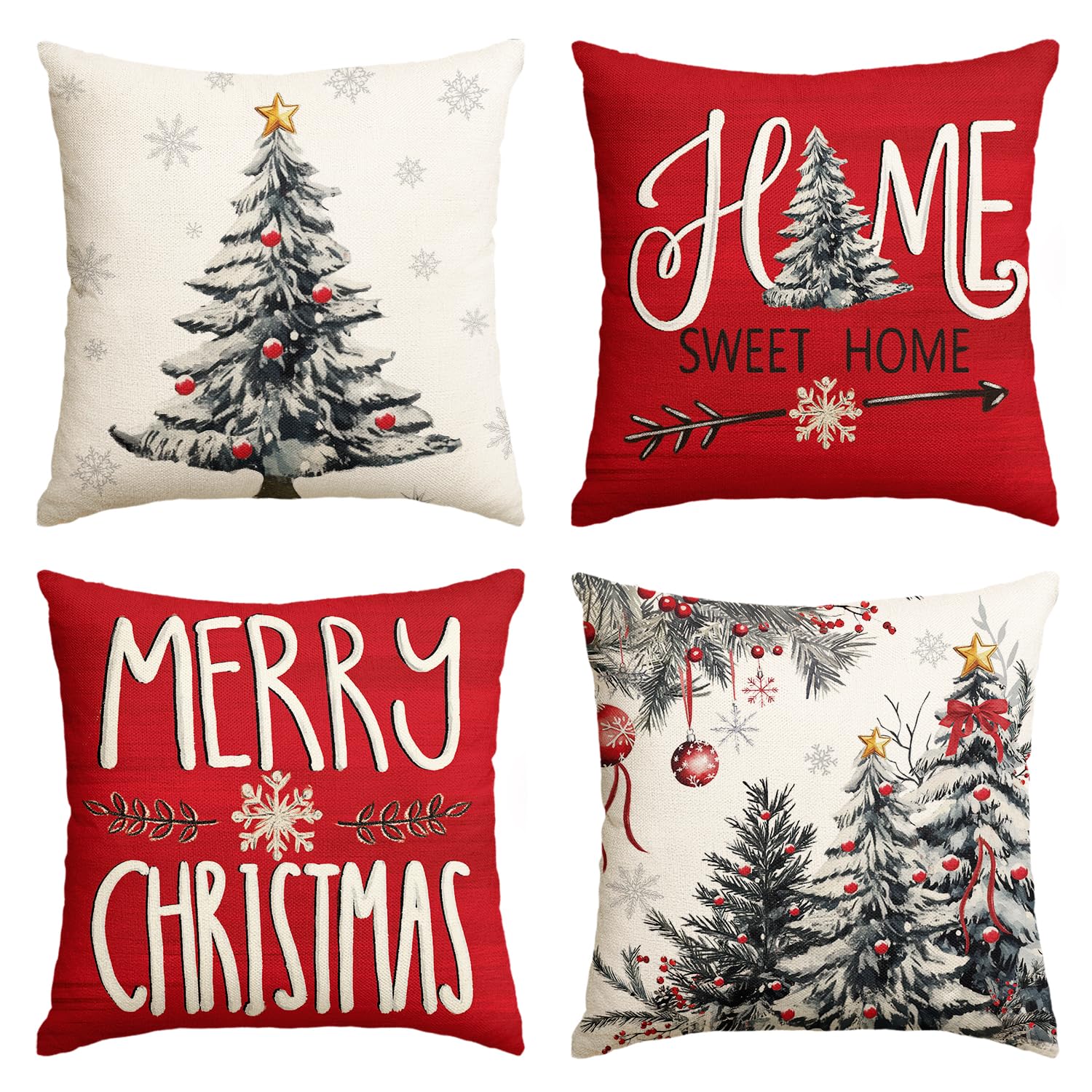 Housse de coussin haut de gamme Noël AVOIN colorlife 50x50 cm décoration canapé rouge