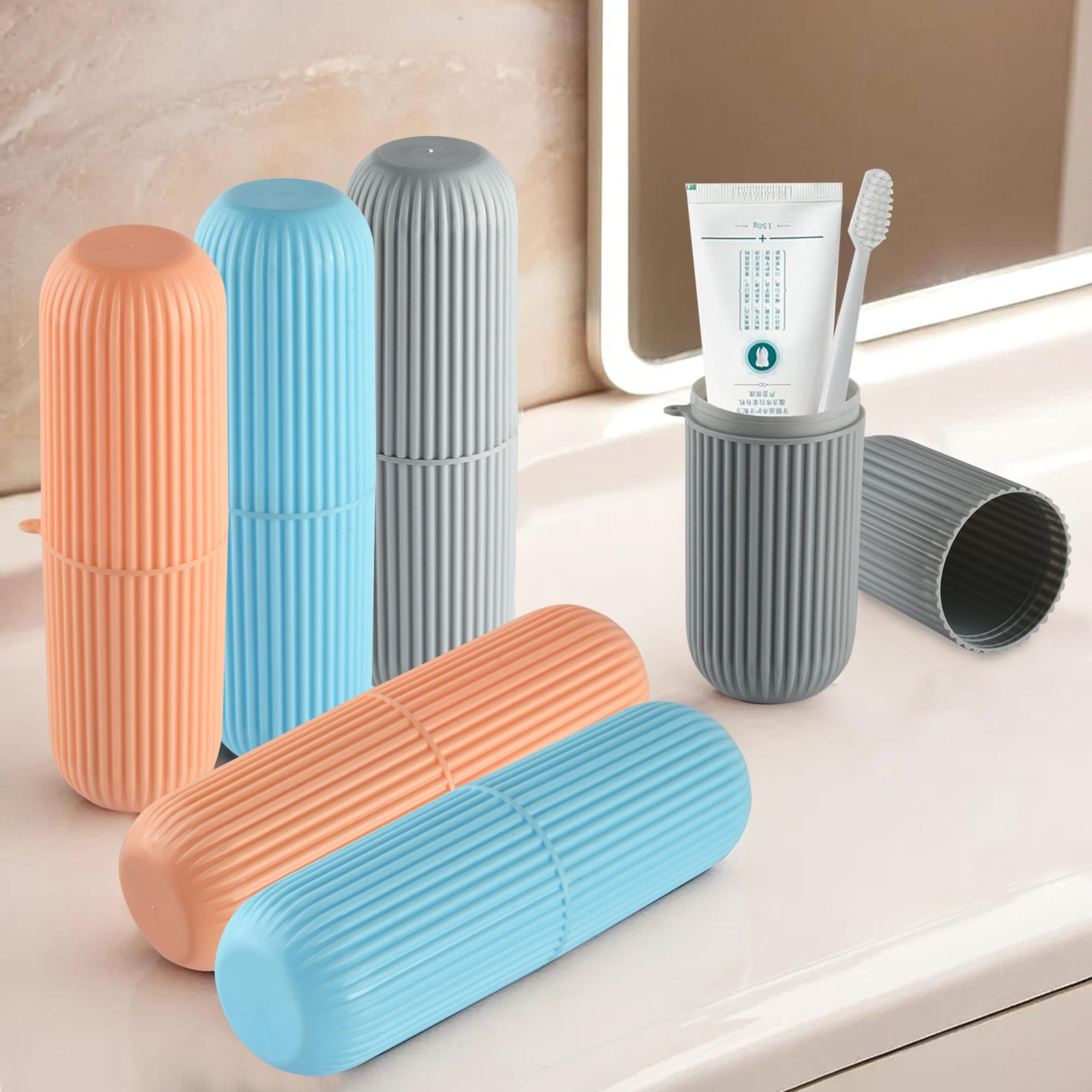 Kuber Industries (Set of 6) Toothbrush Holder | Toothbrush Box | Brush Holder for Travel | Capsule Shape Toothpaste Holder | Plastic Brush Holder | Bathroom Toothbrush Kit | Multicolor (B0D8Y2CZXH) Amazon Price History, Amazon Price Tracker