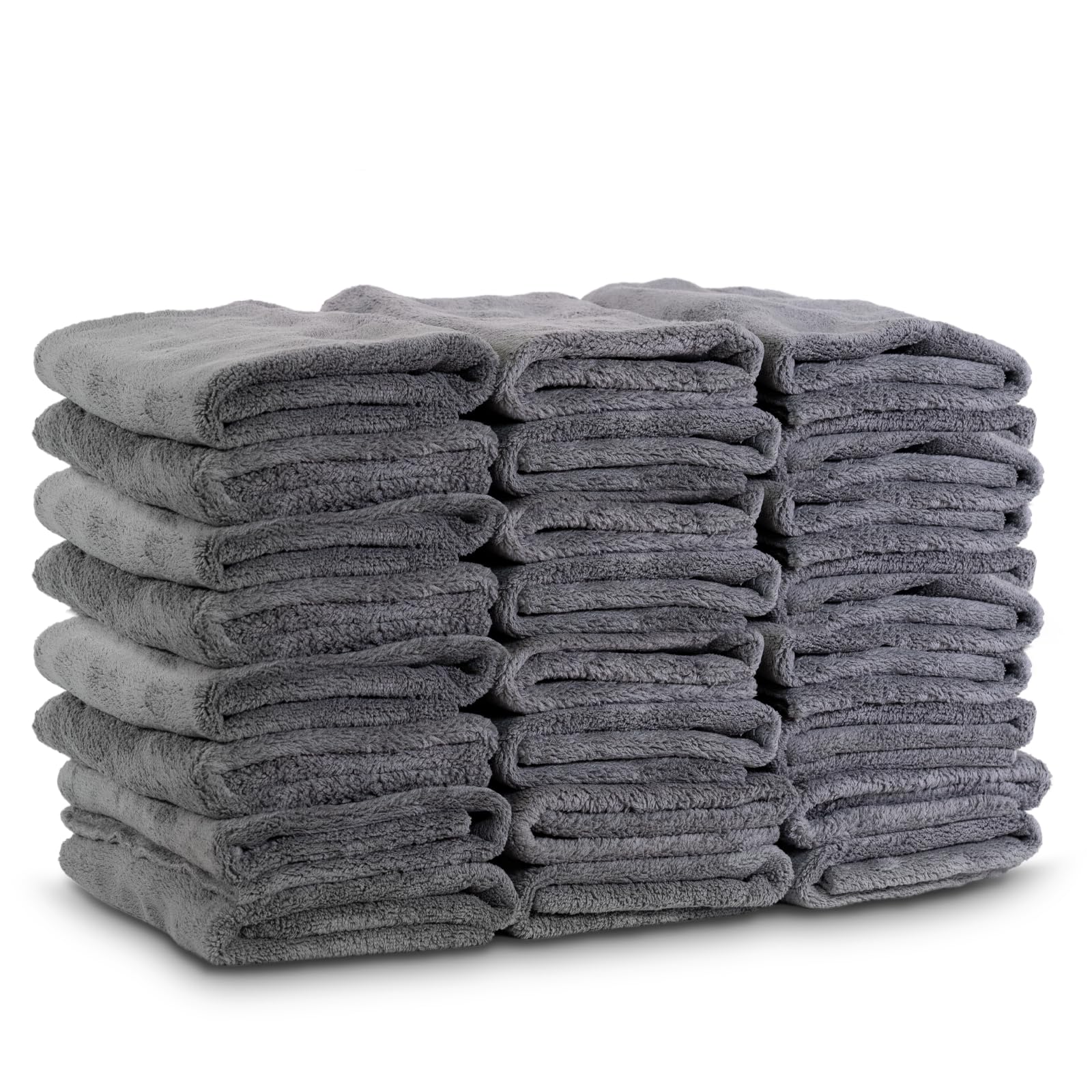 VPD Toallas de microfibra sin bordes de urdimbre, ultrasuaves, sin arañazos, toallas de secado y limpieza, sin rayas, toallas de pulido, gris, 15.75 x 15.75 pulgadas, lavables a máquina, para todas