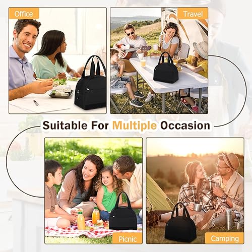 Miniatura 7 de Lonchera para mujer, bolsa de almuerzo con aislamiento impermeable, bolsa de almuerzo de gran capacidad, reutilizable, aislada, hielera para el