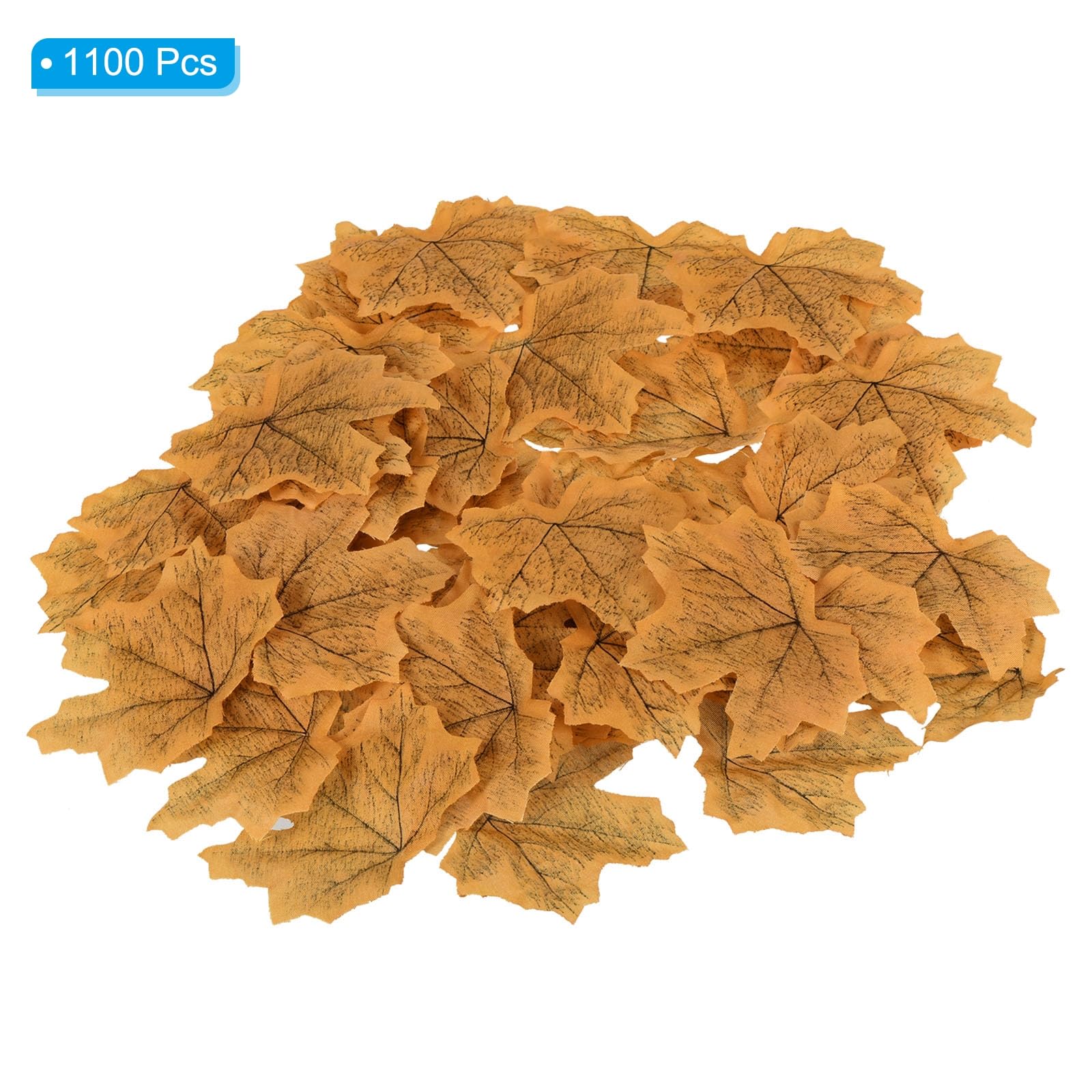 PATIKIL Artificial Leaves, 1100Pcs Fall Maple Autumn Fake Leaf for Wedding Party Thanksgiving Halloween Decoration, Yellow - Image 3