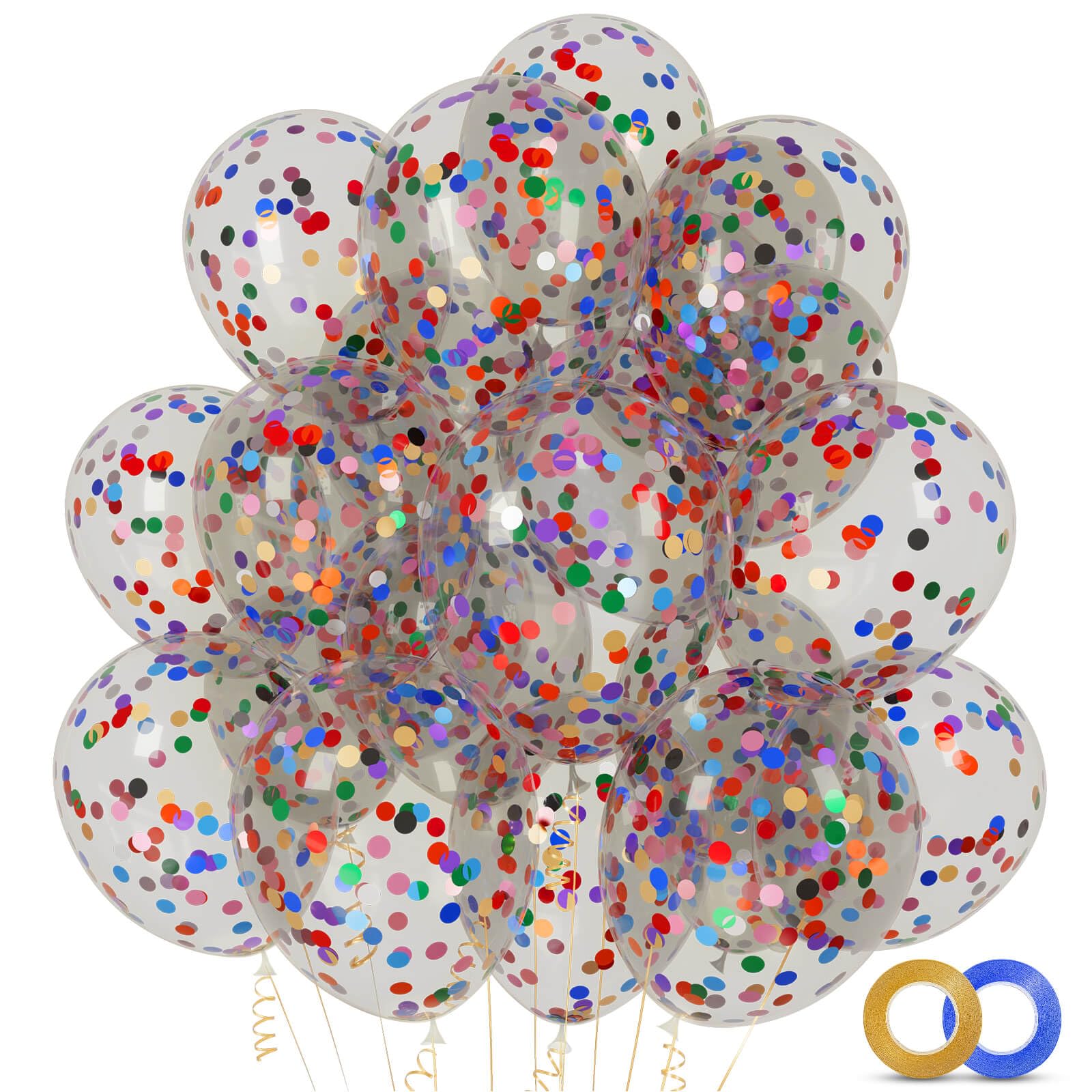 Photo 1 of ASIYUHY 100pcs Rainbow Confetti Balloons