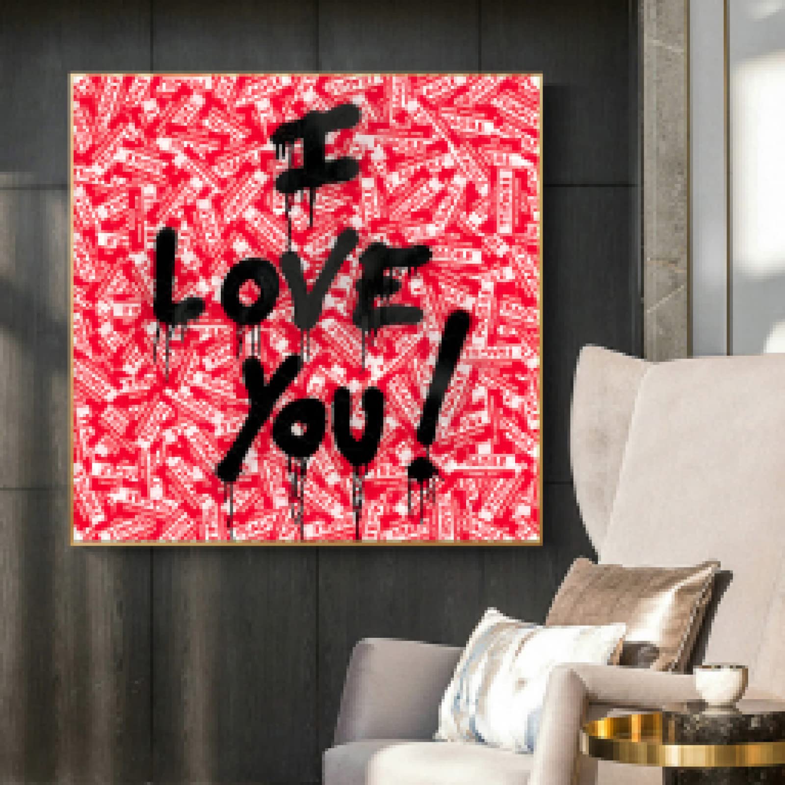 Amazon.co.jp: ポップアート I LOVE YOU 文字 キャンバス絵画