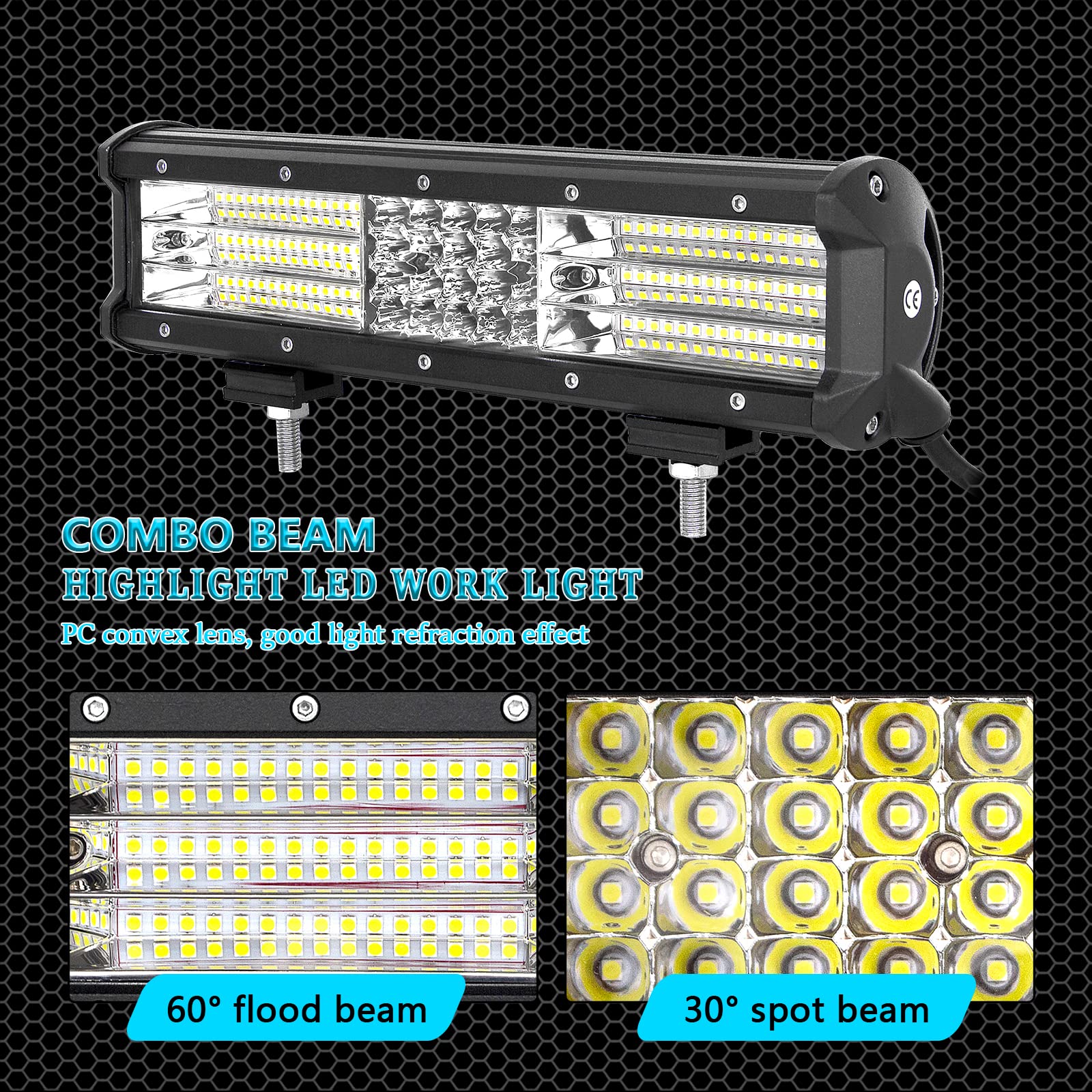 RIGIDON 9D 30cm 12" 330W rampe led light barre avec 12V faisceau de câblage kit, 2 x 10cm 60W feux antibrouillard, blanc barre d'éclairage led pour 4x4 auto offroad véhicules tracteur camion