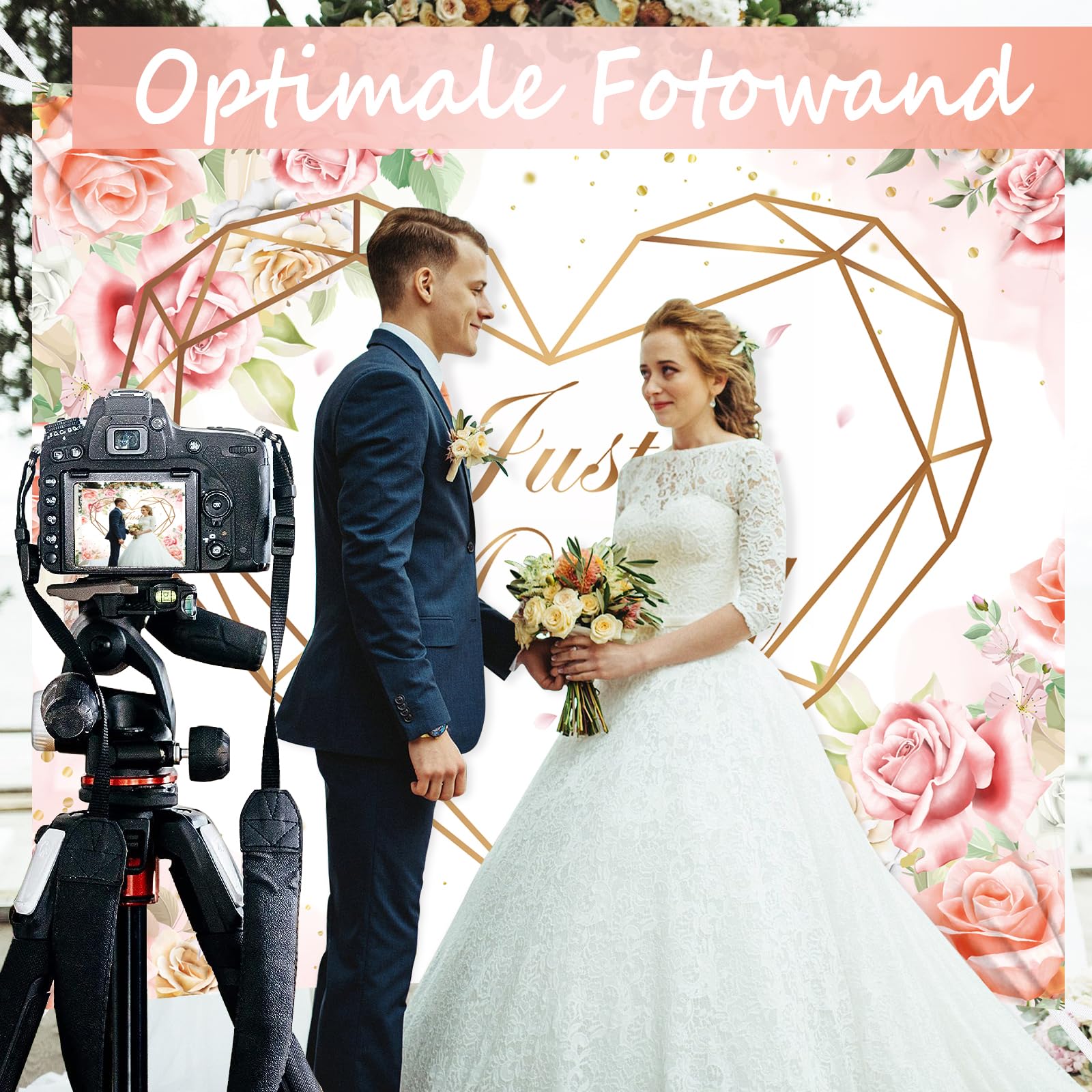Hochzeitsherz zum Ausschneiden, 200x180cm just married inkl 2 Scheren, Boho Stil Herz Hochzeit Spiel Das Brautpaar Hochzeit Bettlaken Hochzeitsspiele, Standesamt Überraschung