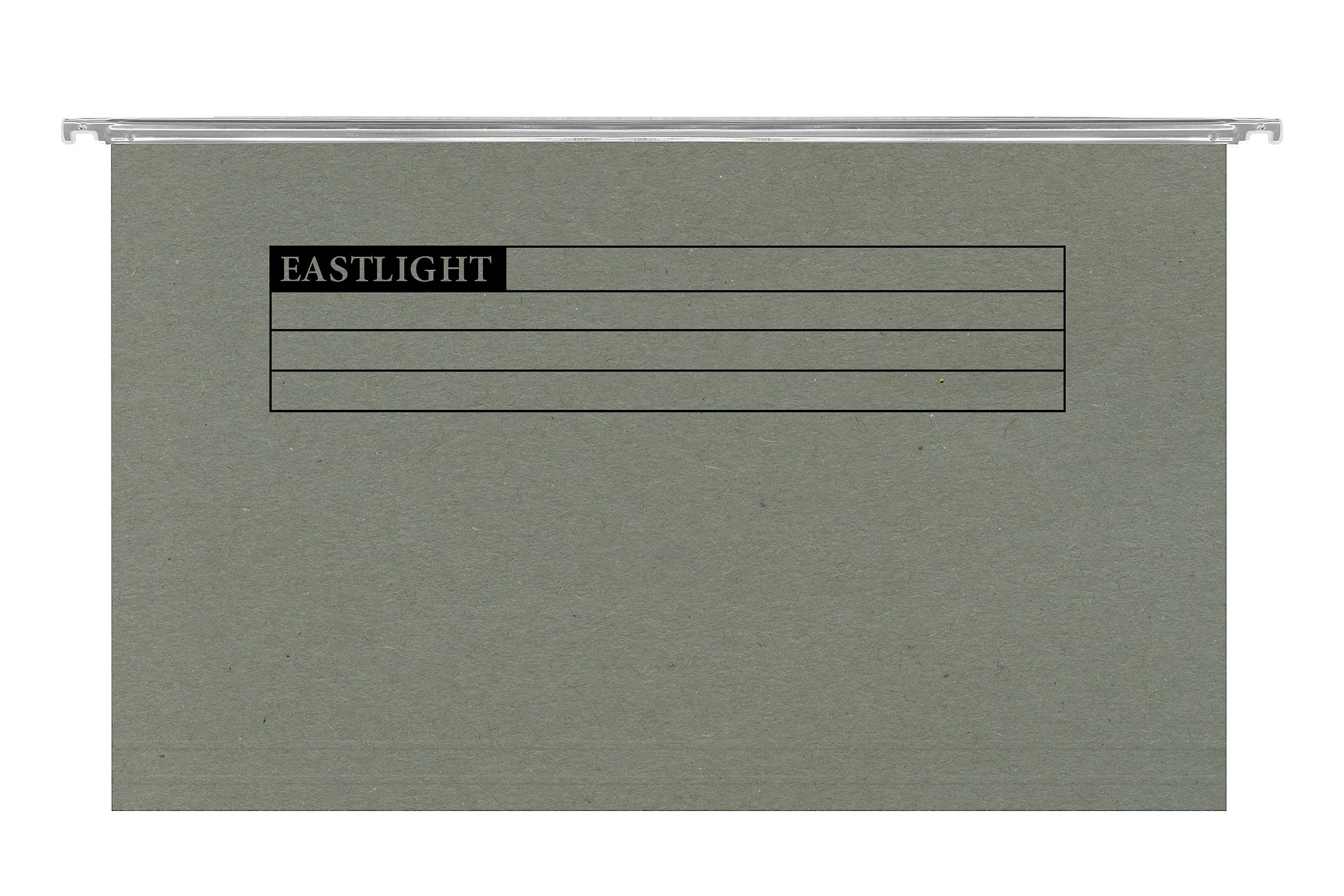Eastlight Foolscap Suspension Files with Tabs and Inserts for Filing Cabinets, 15 mm V-Base, 100 Percent Recycled Manilla, Green, Pack of 20 ** Check Size Before Ordering **