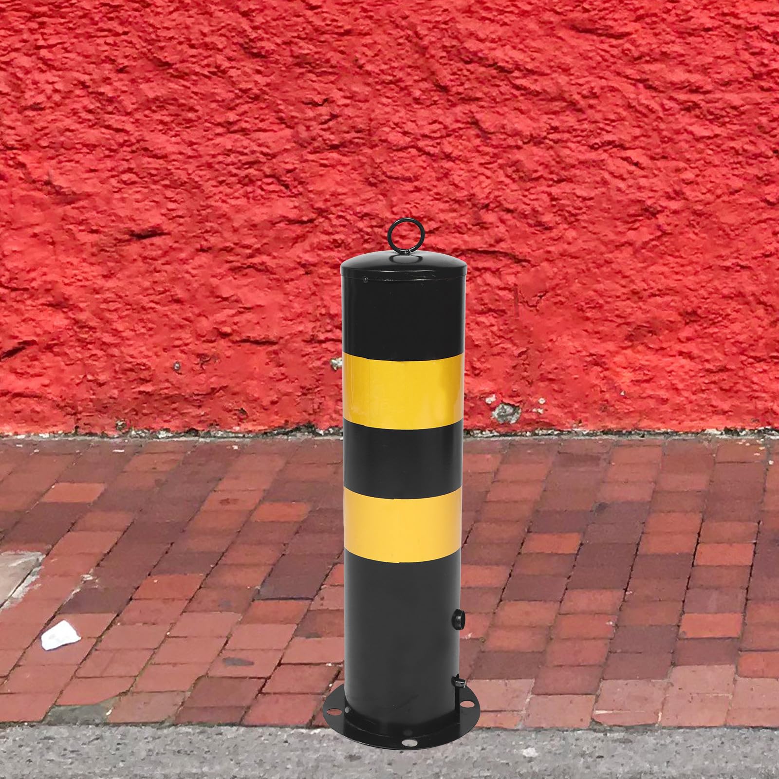 Genérico Barrera de Seguridad para Aparcamiento de Acero Reforzado 50 Cm Señalización Negro y Amarillo, Poste Fijo Anticolisión para Control de Acceso y Delimitación Vial Industrial