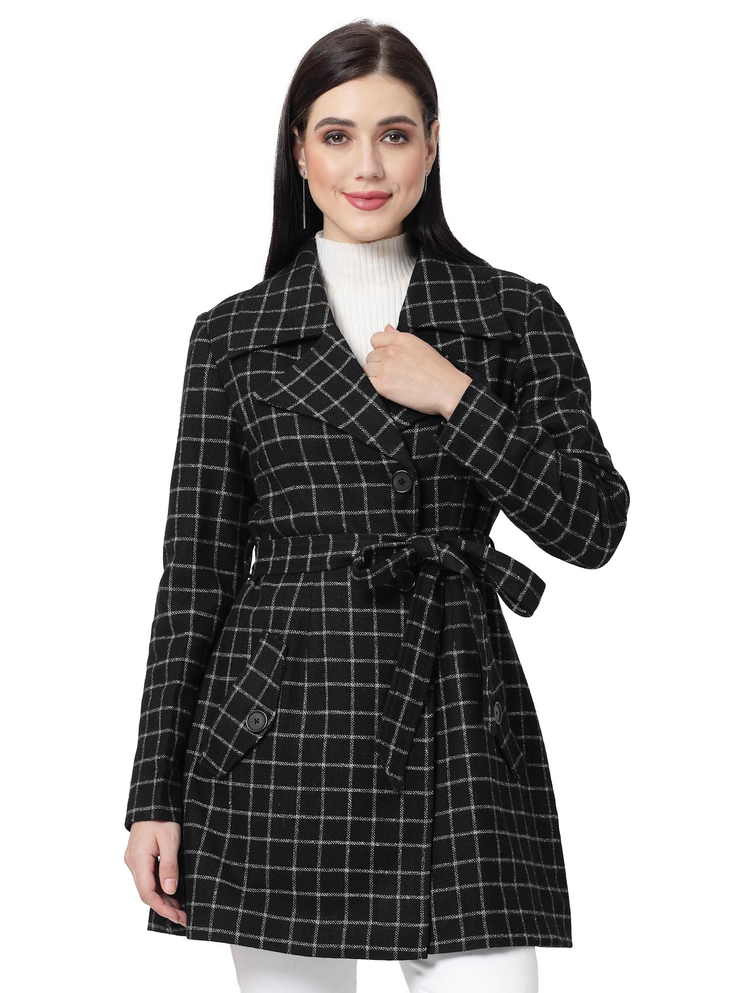 owncraft Black white wool check coat-picture-49