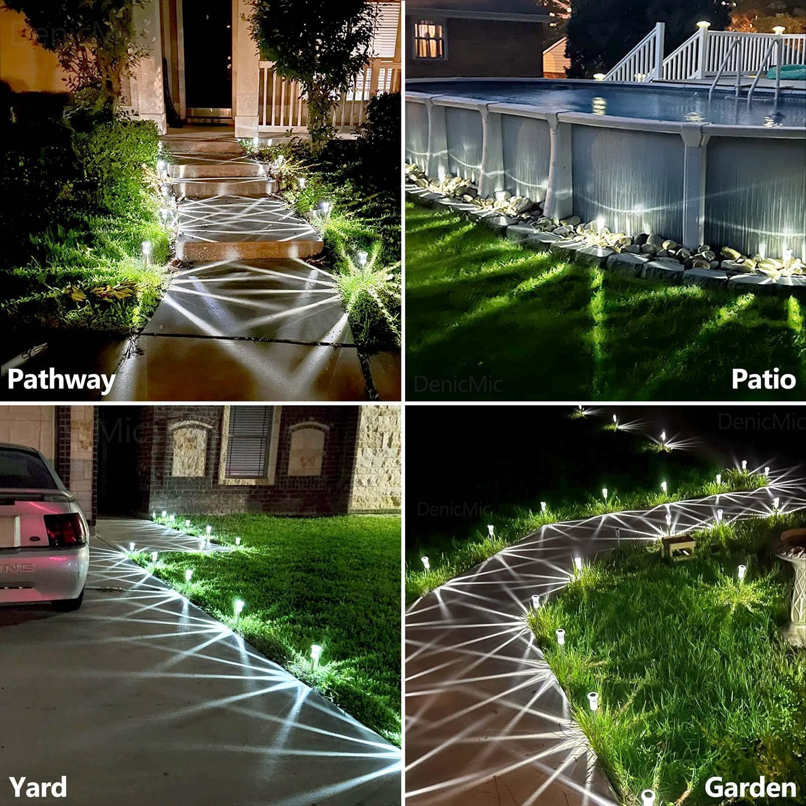 DenicMic Solar Pathway Lights Outdoor Waterproof Cold White LED 15 Pack view 5