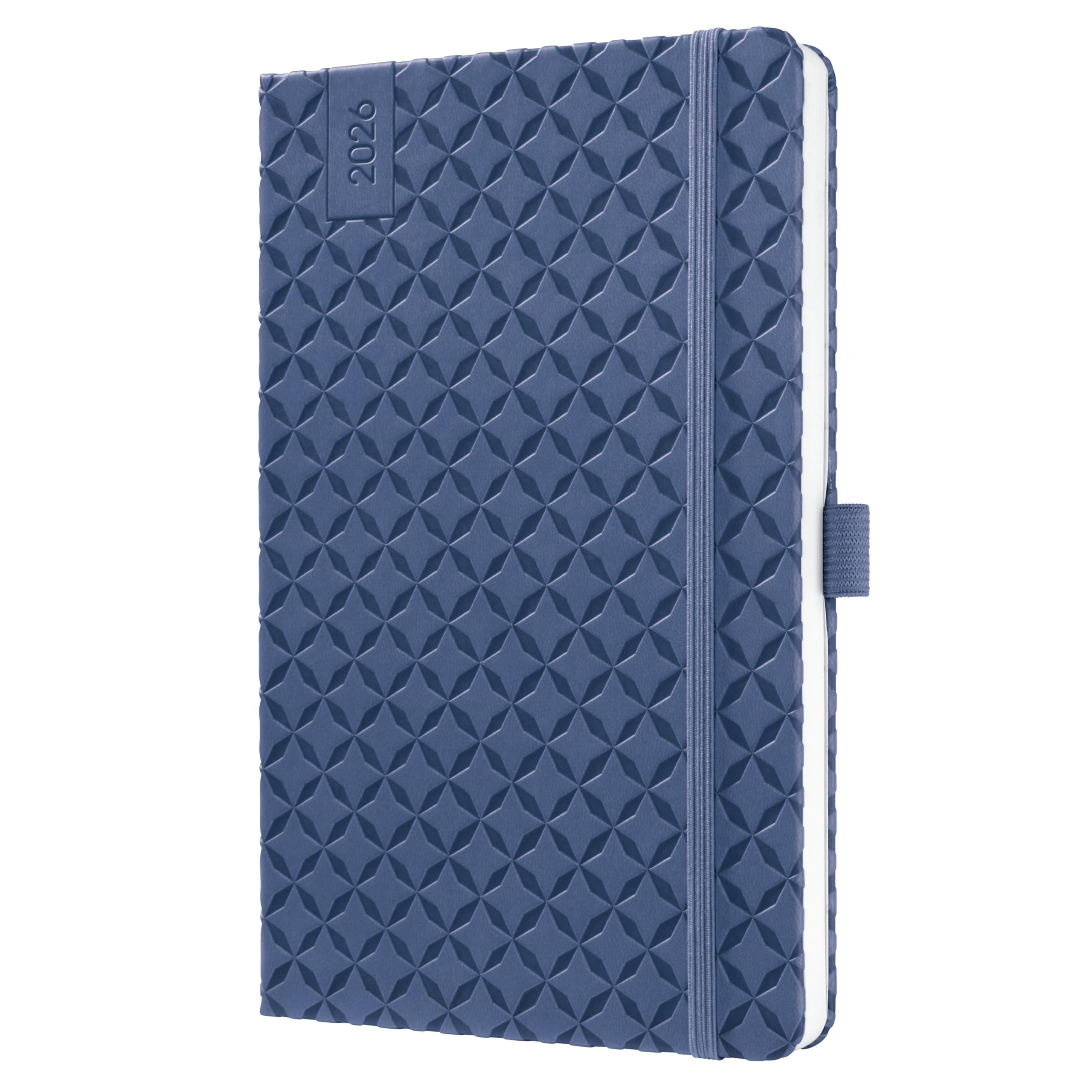 SIGEL J6101 Wochenkalender 2026 A5 blau, Hardcover, Gummiband, Stiftschlaufe, Einstecktasche, 174 Seiten, vegan, Buchkalender, Terminplaner Taschenkalender Jolie