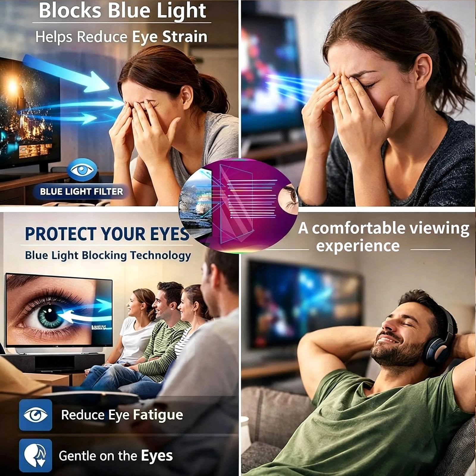 Matte TV Anti-Glare Film 32–75-Inch Tv Screen Protector With Blue Light Blocking Scratch Resistance HD Transparency Eye-Caring Bubble-Free Installation for LED/LCD Smart TV (49 inch 1075x604mm)