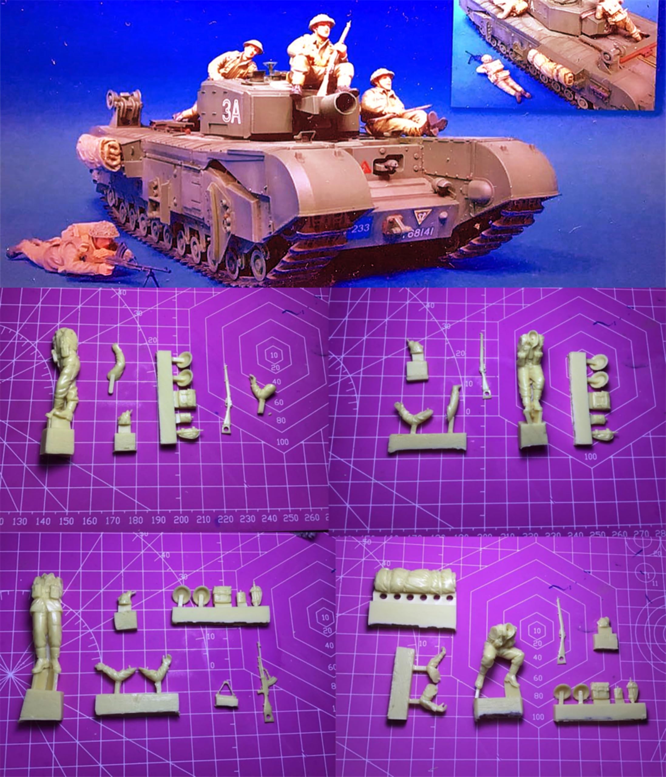 TRUEGRIS 1/35 WWII British Tank Soldier Resin Model Kit Unpainted and Unassembled (4 people, no tank) //k9w4J2