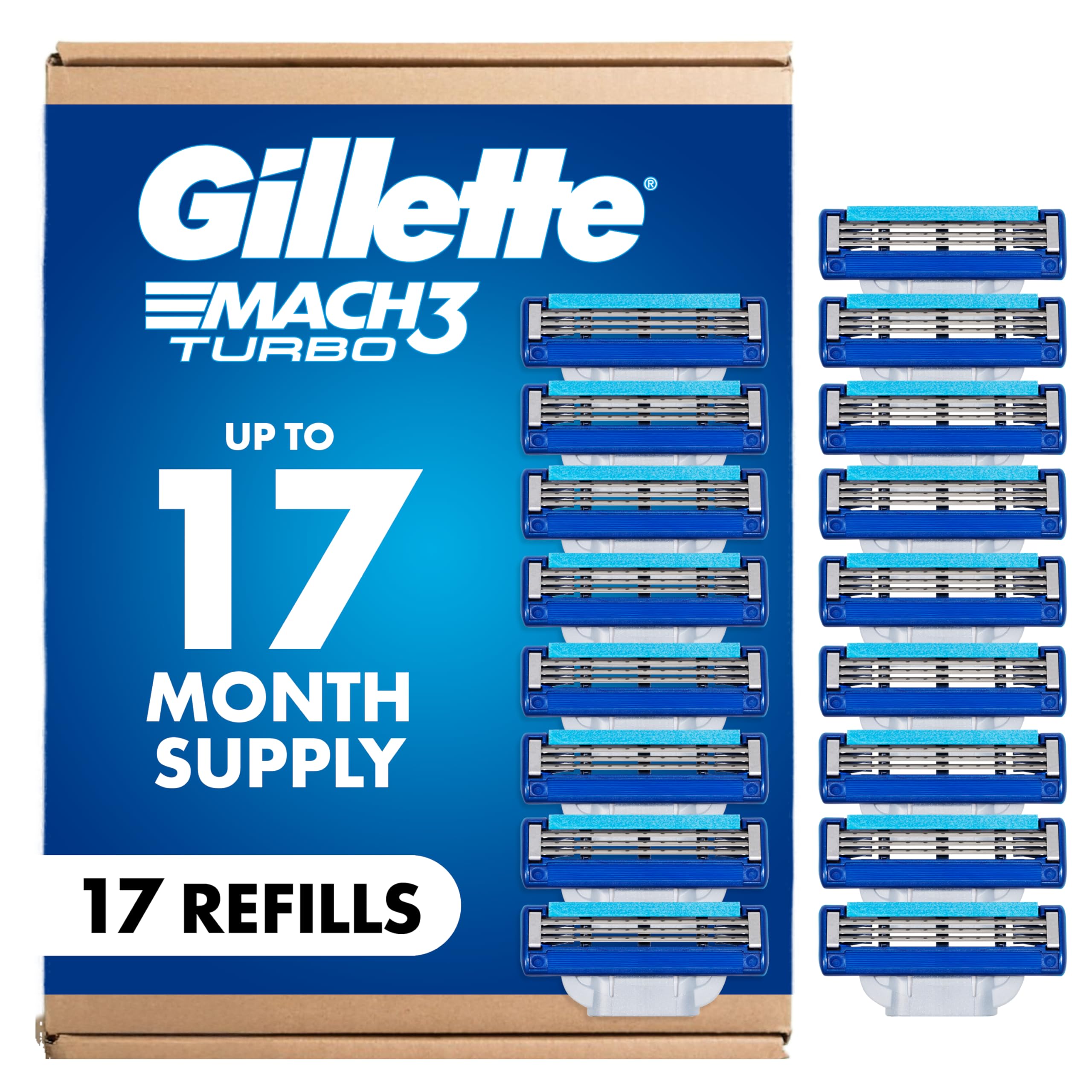 Gillette Mach3 Turbo Razor for Men 17 Blade Refills