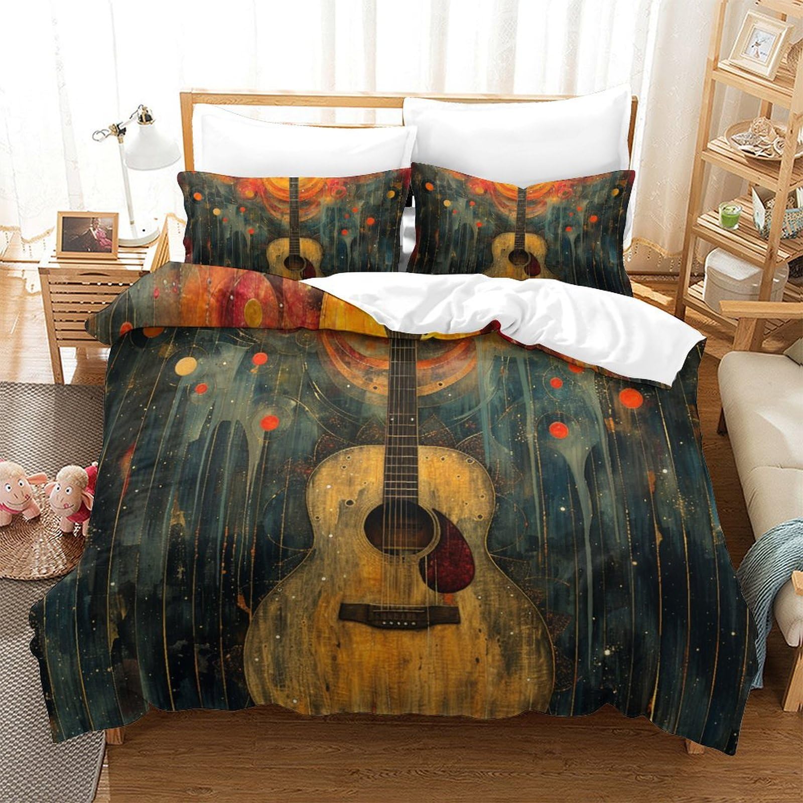 Parure de lit guitare 3D microfibre douce sans repassage