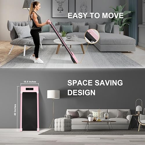 Miniatura 4 de HOMEFITNESSCODE Caminadora portátil de 6.2 MPH para oficina y hogar, ultra silenciosa con control remoto, máquina de correr de 2.5 HP, capacidad de