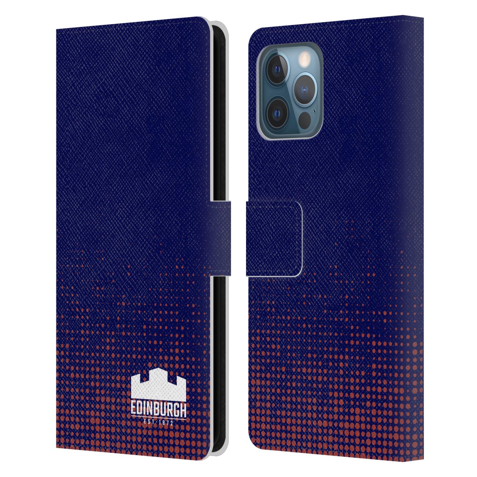 Funda de libro para iPhone 12 Pro Max Edinburgh Rugby de cuero 7