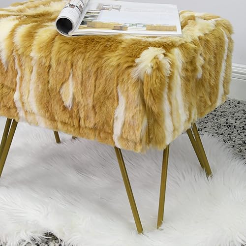 Miniatura 39 de Banco largo rectangular azul otomano suave de piel sintética de 46 x 16 x 22 pulgadas, taburete reposapiés peludo para dormitorio al final de la