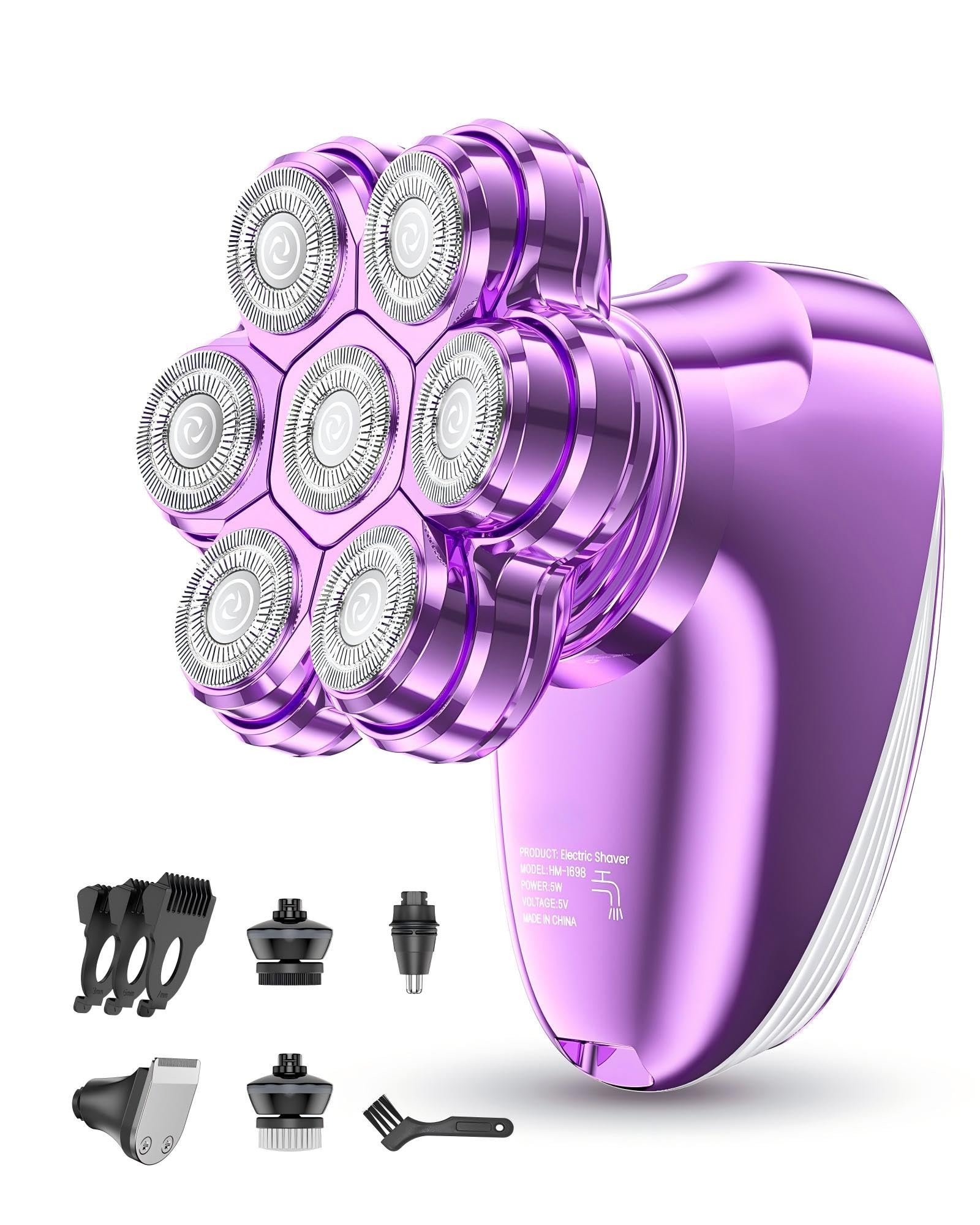 5-in-1 Electric Razors for Women, 7D Women's Full Body Legs Shaver with LED Display, IPX7 Waterproof Wet Dry Travel Bikini Trimmers for Lady Face Bikini Arms Underarms