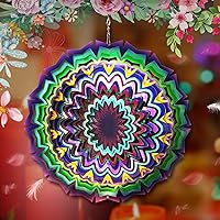 Vista 10 de FONMY - Molinillo de viento con forma de mandala y con bola de cristal en 3D, de acero inoxidable, atrapasol, ideal como regalo de Navidad