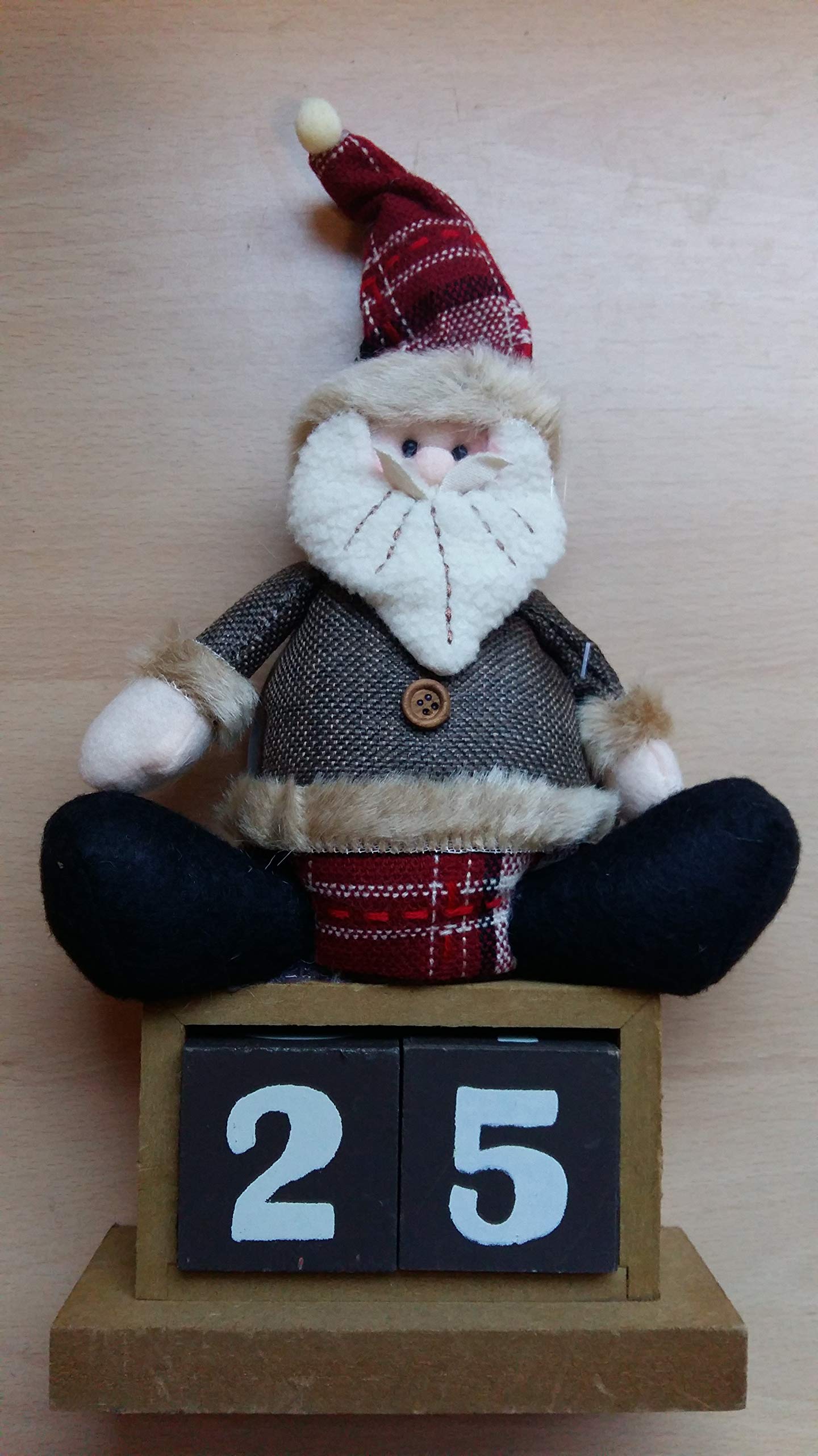 Kingfisher Plush Wooden Christmas Countdown Block