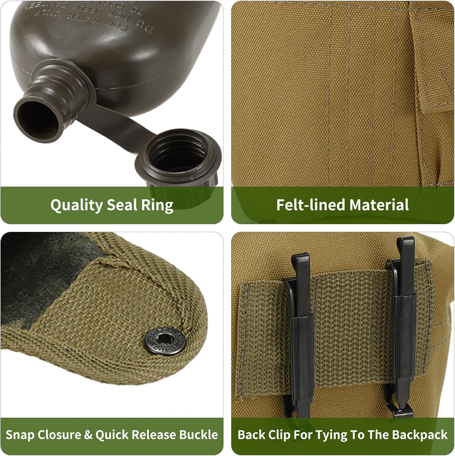 1L Outdoor Military Canteen Bottle Camping Hiking Backpacking Survival Water Bottle Kettle with Cover