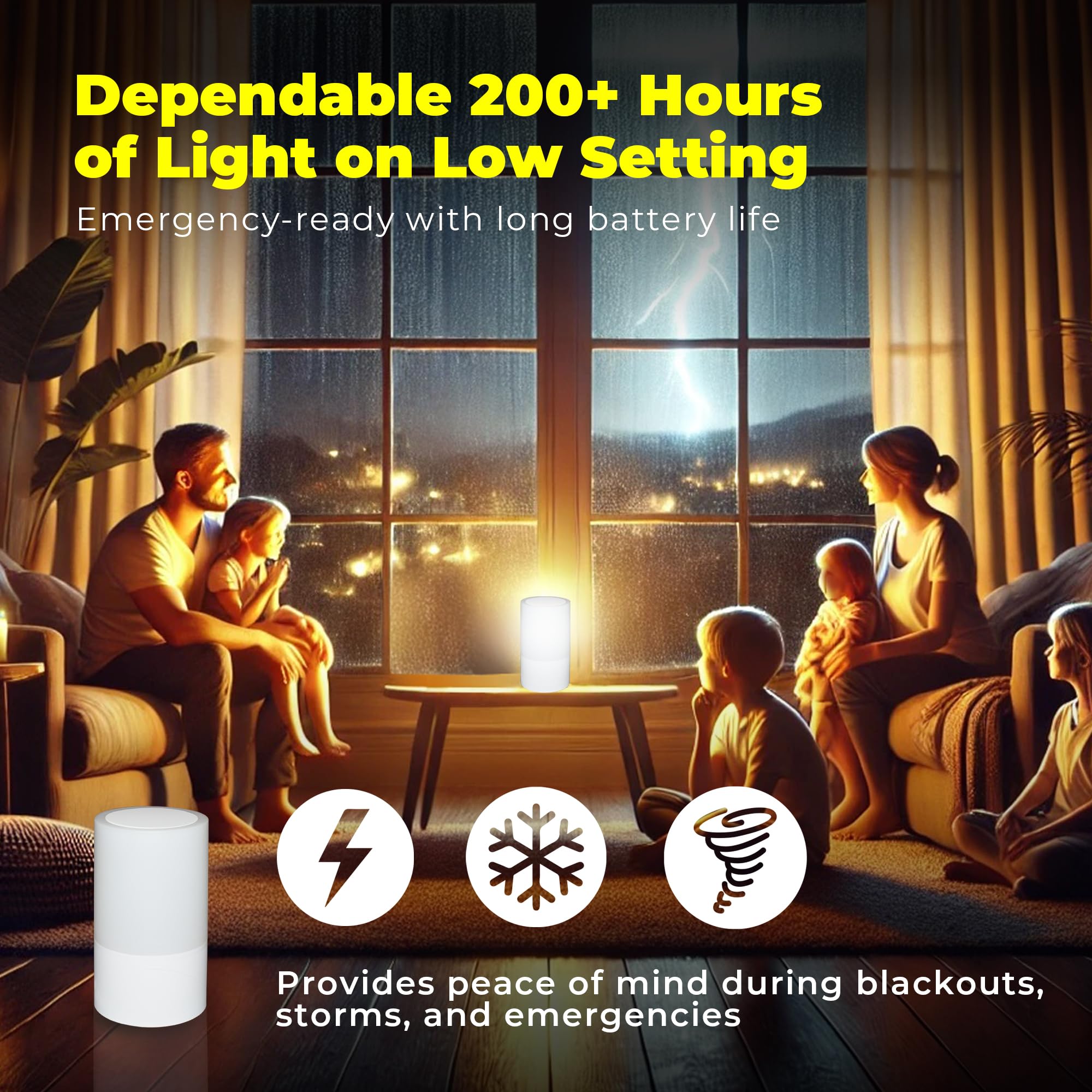 LFI -Lights - Lámpara de mesa de emergencia para el hogar - 200 horas de luz de emergencia y recarga de teléfonos celulares - Sensor de nivel de luz Top Touch 4 - RZLAHR (blanco)