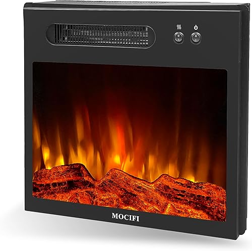 Calentador eléctrico integrado de chimenea de 18 pulgadas, chimenea independiente empotrada, control remoto, pantalla táctil, velocidad de brillo de