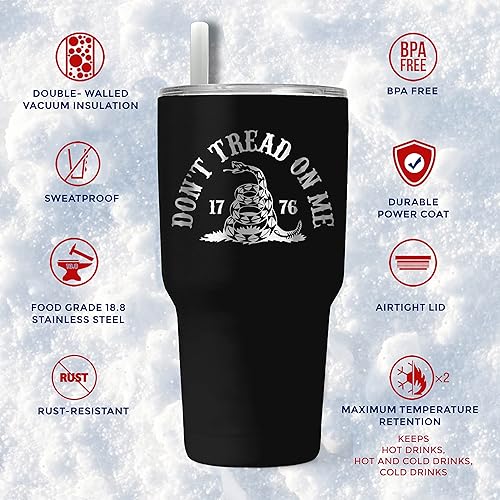 Miniatura 8 de Gadsden Flag Don't Tread on Me - Vaso patriótico de 30 onzas, taza de viaje con la bandera estadounidense, taza de café patriótica, vaso con doble