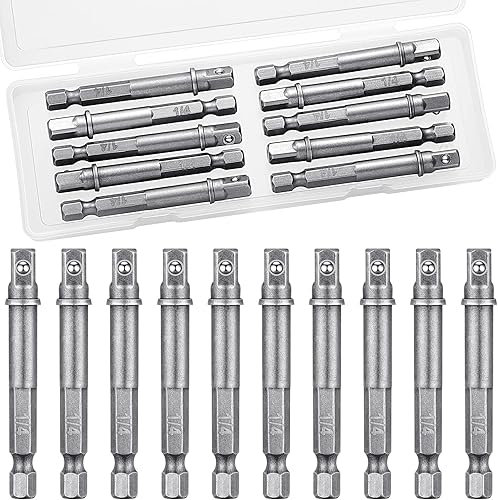 Miniatura 13 de Adaptador de impacto cuadrado para taladros, extensión de brocas de destornillador, adaptador de enchufe de impacto hexagonal para bricolaje Negro