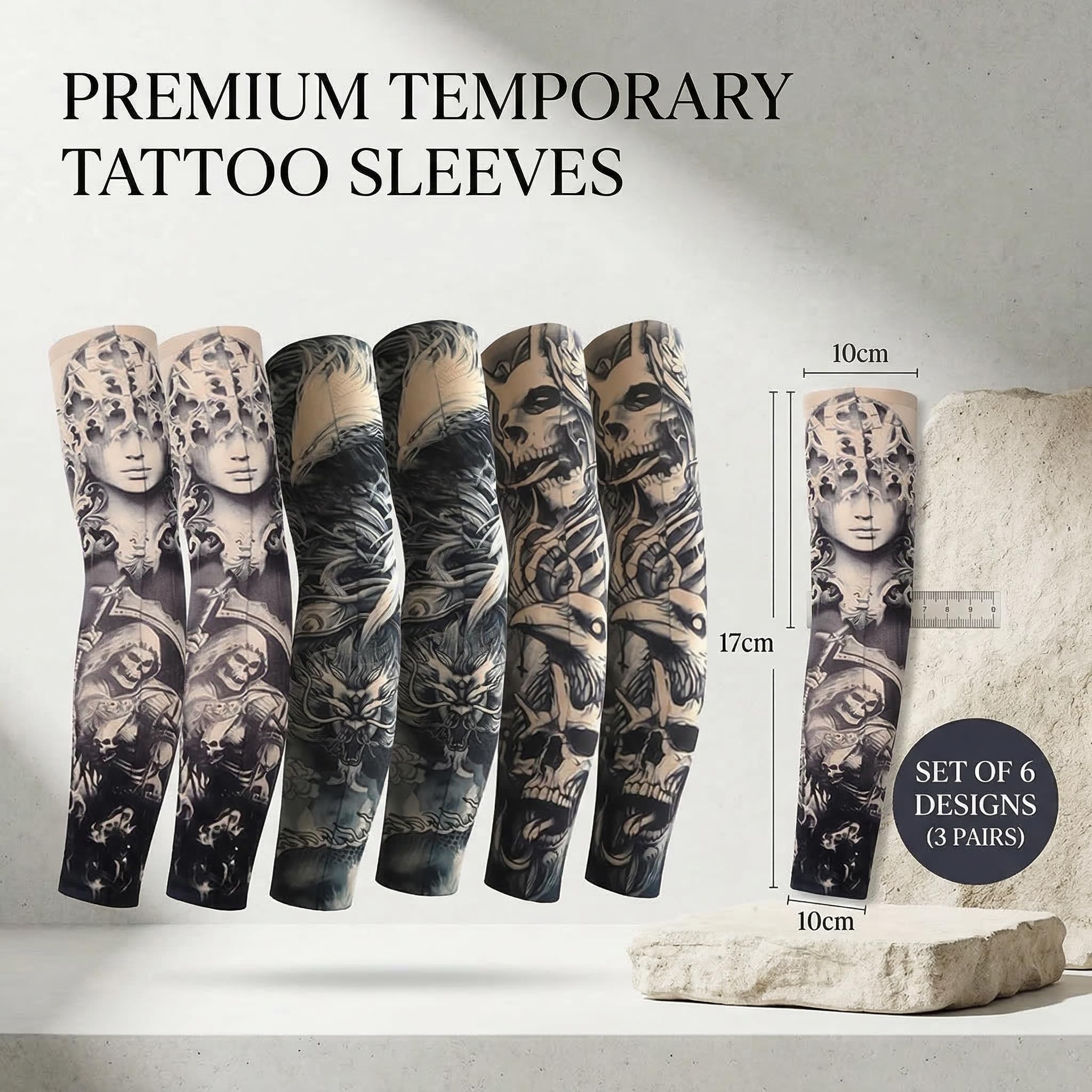 6 Stk Fake Tattoo,Männer Set,Tatoo ärmel Herren,Arm Sleeve Kinder Outdoor Tattoos Schutz,Gefälschte Sonnencreme Armlinge,Armstrumpf Strumpf Temporäre Tätowierung für Kostüm Karneval Fasching Party