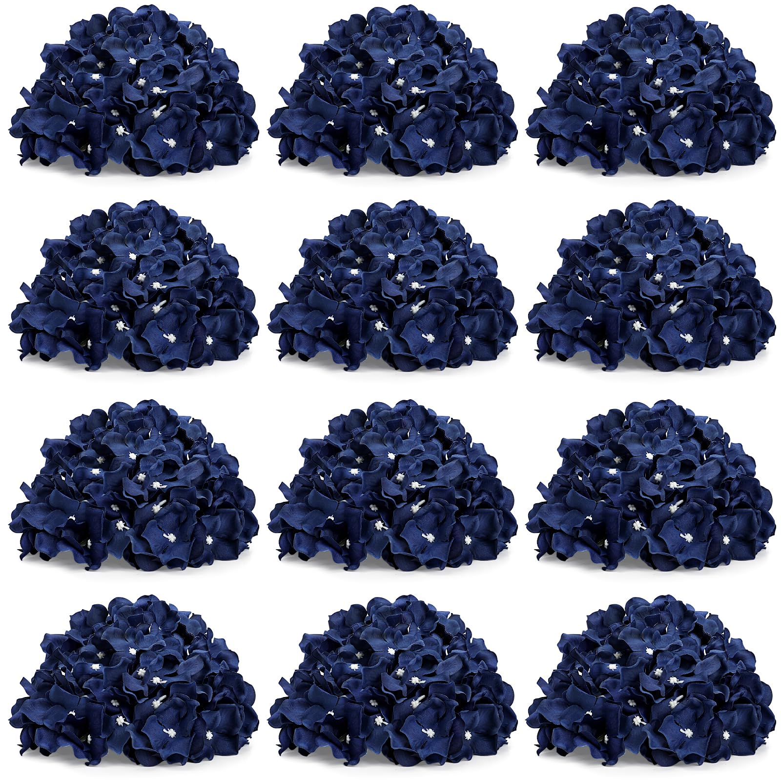 Photo 1 of DIYDOFUN Hydrangea Flower Balls for Centerpieces - 12 PCS Artificial Floral Arrangement with Base, 8.27 Inch Diameter Fake Silk Kissing Ball for Wedding Table Home Party Decor - Navy Blue