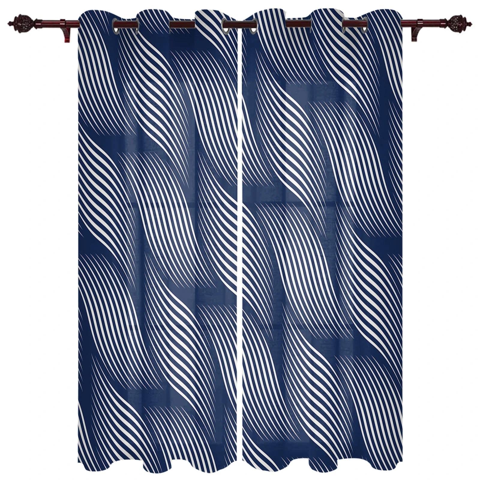 Ombrage fenêtre Rideau Cuisine Rideaux Vague géométrie fenêtre Rideaux pour Salon Chambre Rideaux Enfants Chambre Rideaux 75(W) x(H) 166cmx2pcs