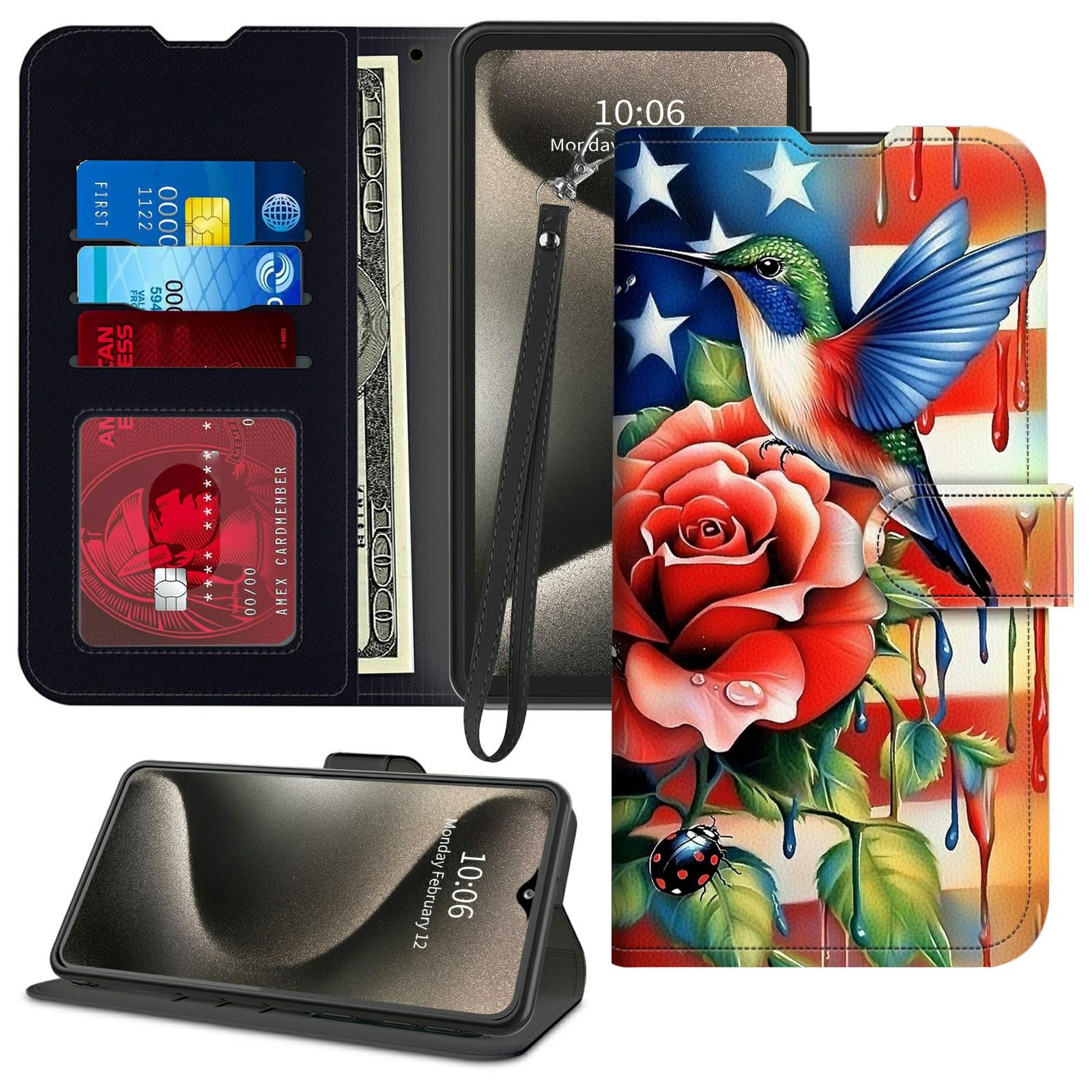 for Motorola Moto G Power 5G 2025 Wallet Case PU Leather [Kickstand][Wrist Strap][Card Holder Slots] Shockproof Protective Magnetic Flip Phone Cover