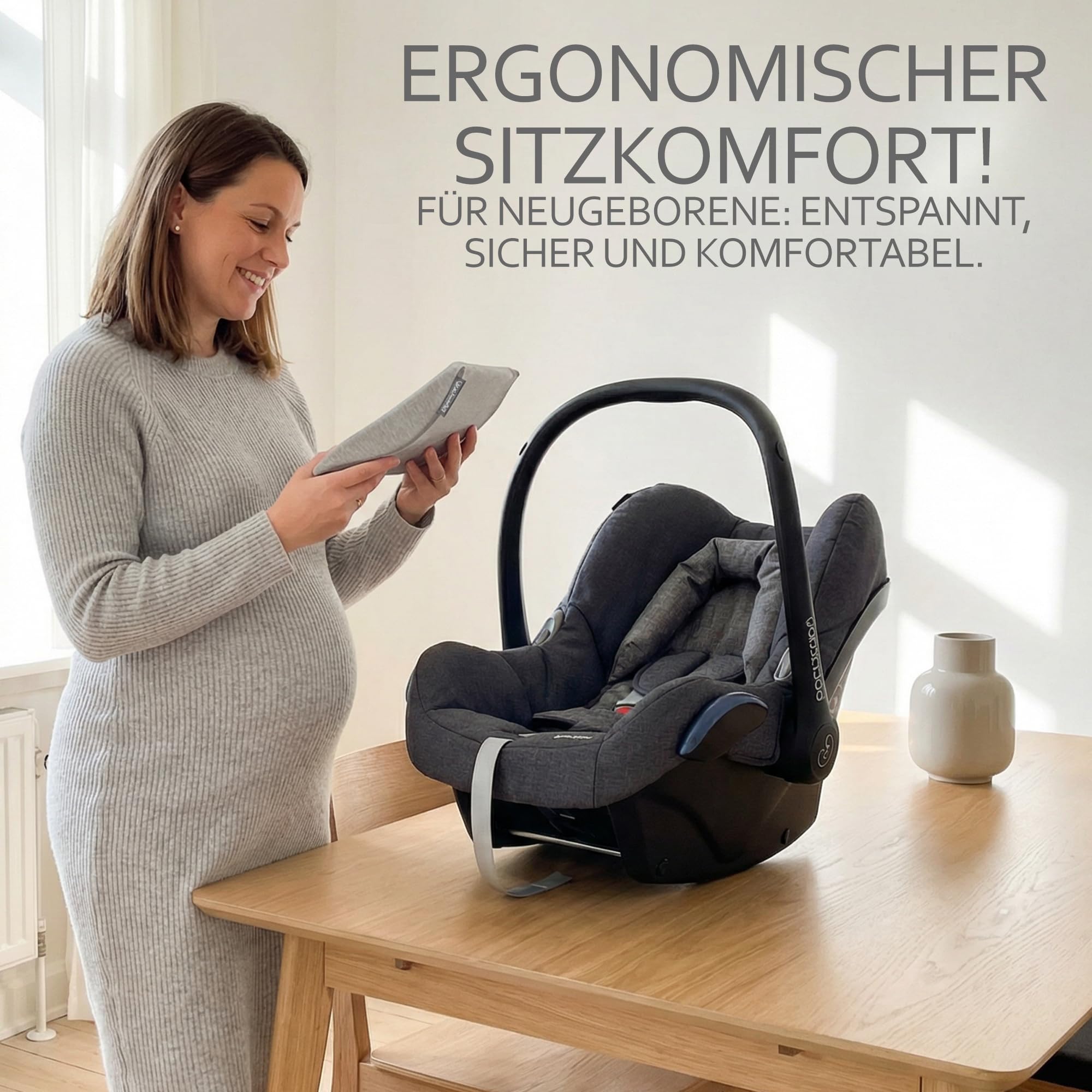 BAMBINIWELT - Coussin de siège - Compatible avec Maxi Cosi Cabrio Fix et Citi (gris clair)