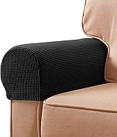 Vista 1 de SUBRTEX Juego de 2 fundas elásticas para brazos de sofá, fundas a cuadros para brazos de sofá, fundas antideslizantes para reposabrazos