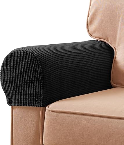 Miniatura 1 de SUBRTEX Fundas elásticas para reposabrazos de elastano para sillas, sofá, sillón, fundas para sofá reclinable con pasadores giratorios, 2 unidades