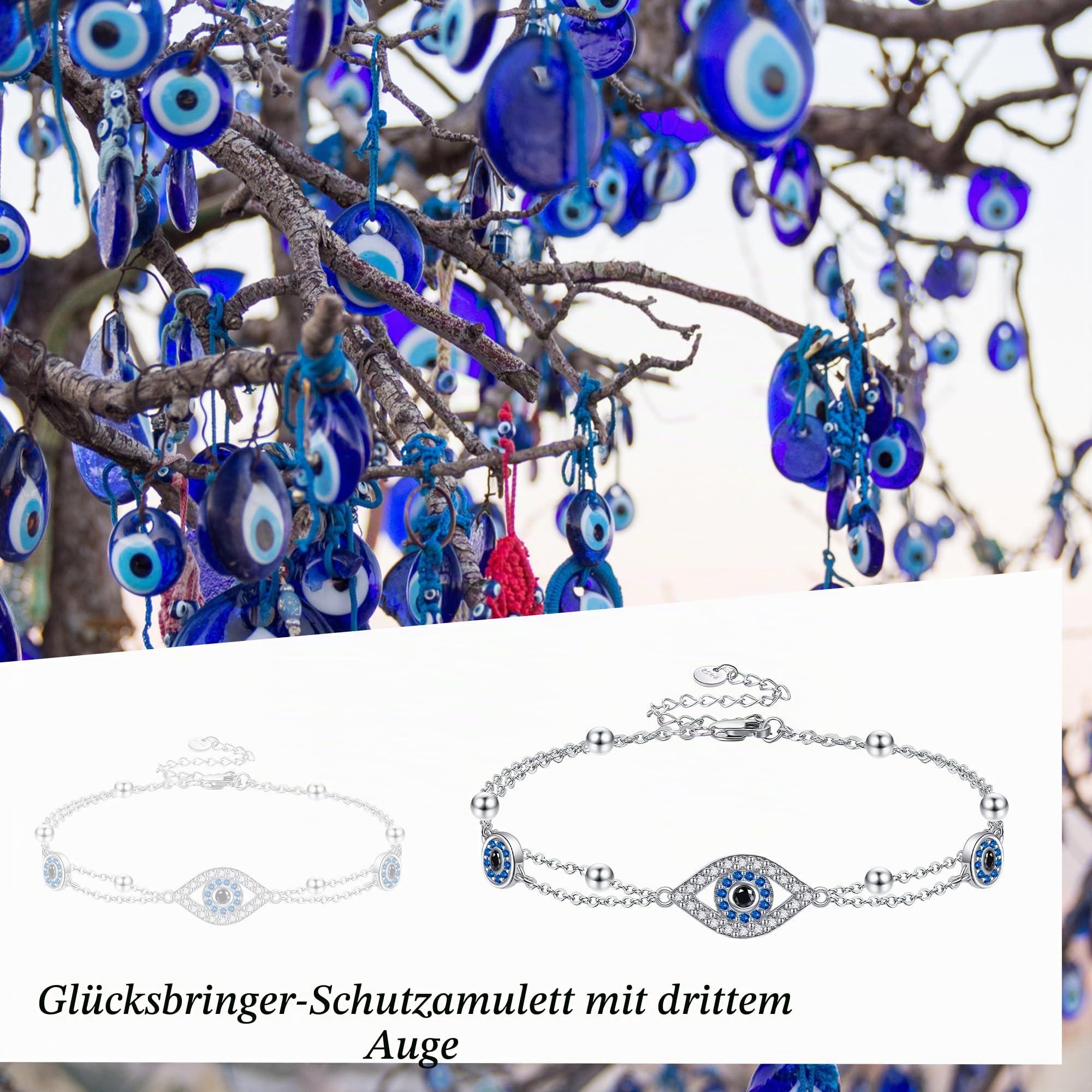 Armbänder mit bösem Blick S925 Sterlingsilber Armbänder für Frauen Silberner Schmuck