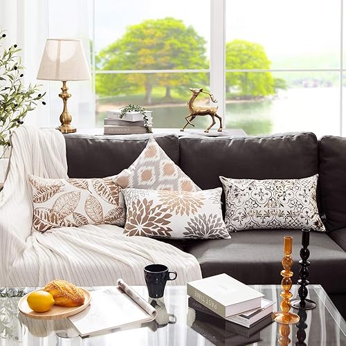 Miniatura 9 de Phantoscope fundas de almohadones decorativos color café intenso Funda de cojín Poliéster  Mezcla de poliéster Set de 4 18 x 18