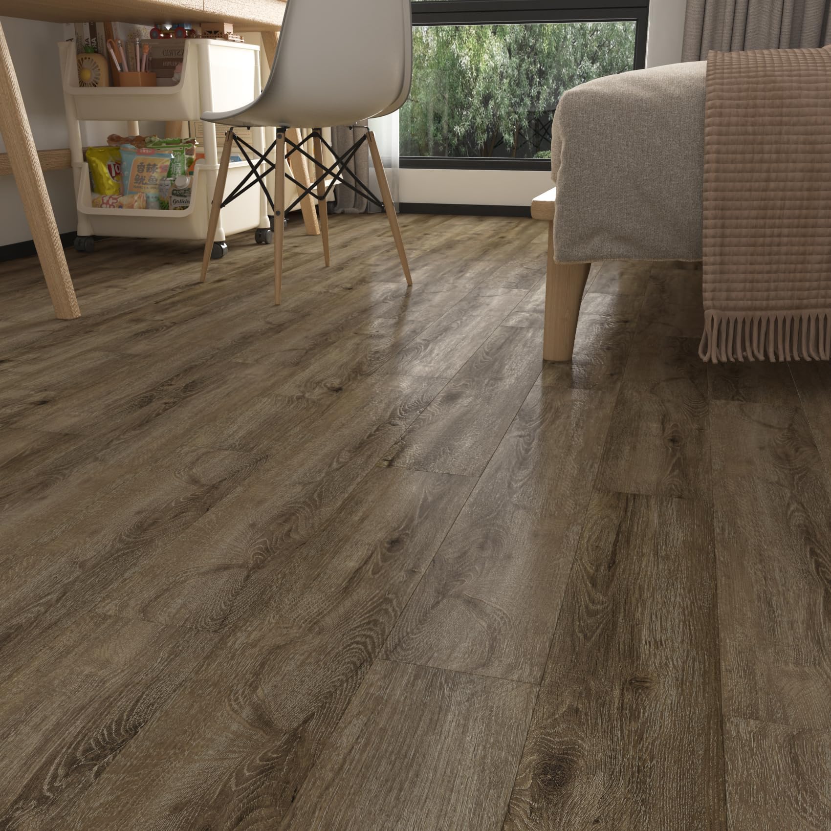 LaCheery 90cm x 15cm Pavimento Adesivo Bagno Marrone Pavimenti PVC Adesivi Effetto Legno 18 Pezzo Impermeabile Piastrelle Adesive Cucina Pavimento Vinile PVC Adesivo per Soggiorno Camera da Letto