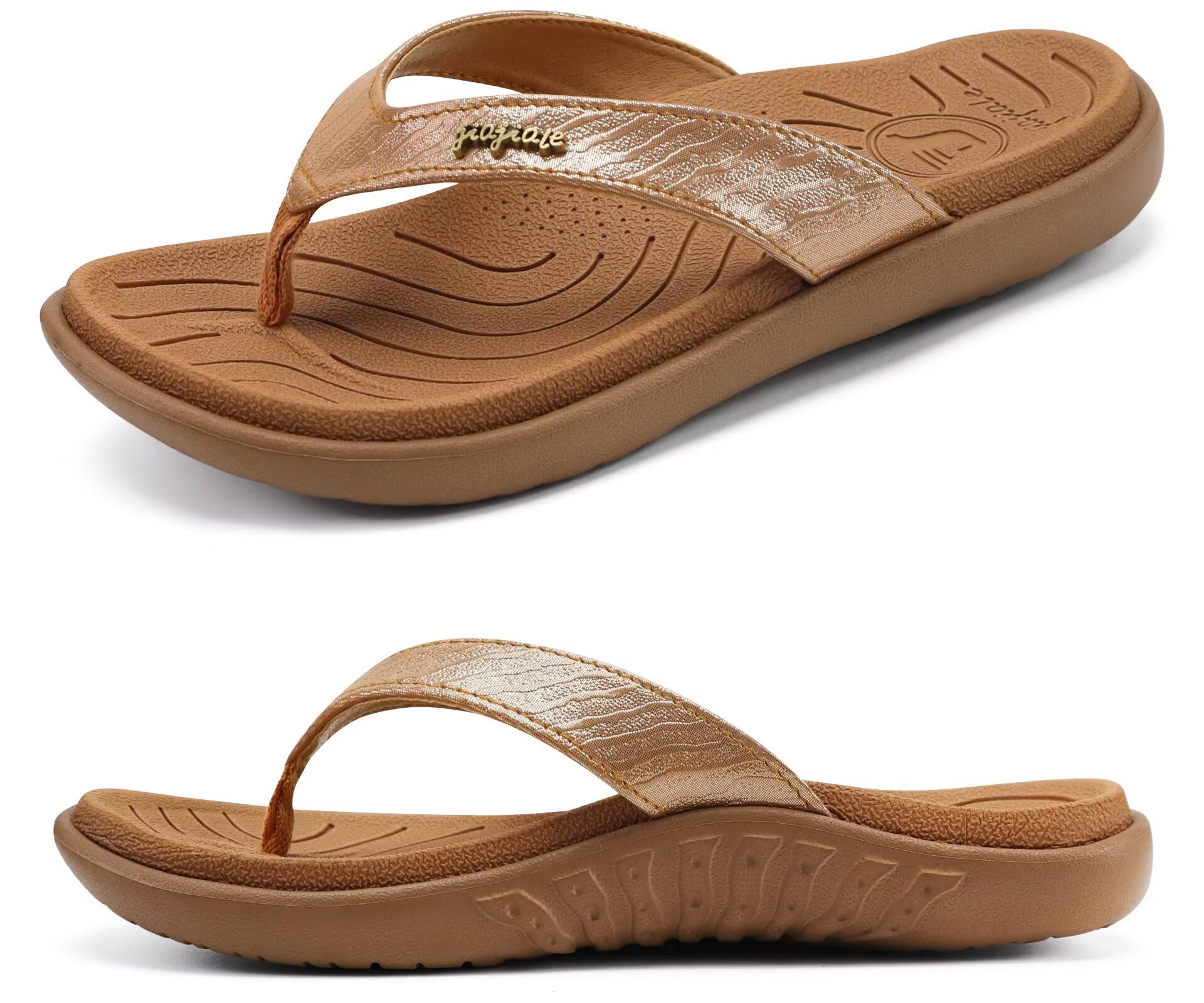 jiajiale Infradito Donna Moda Ortopediche Estive Comode Pelle Supporto Arco Plantare Flip Flop Doccia Spiaggia Piscina Aperte Mare Leggere Eleganti Ciabatte Antiscivolo Gomma Suole