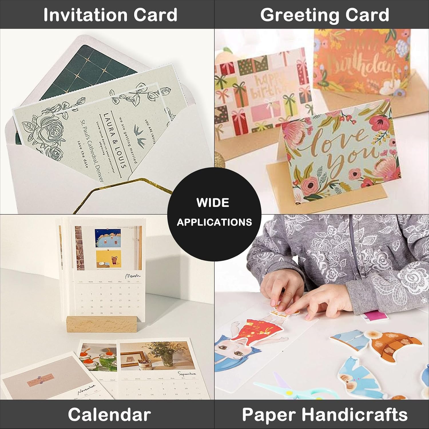 Perforated Postcard Paper 8.5x11, 50 Sheets 200 Cards, 92lb/250gsm White Cardstock, 4 Per Sheet, Inkjet/Laser Blank Cards for Invitations, Thank You, Business Cards, Greeting Cards