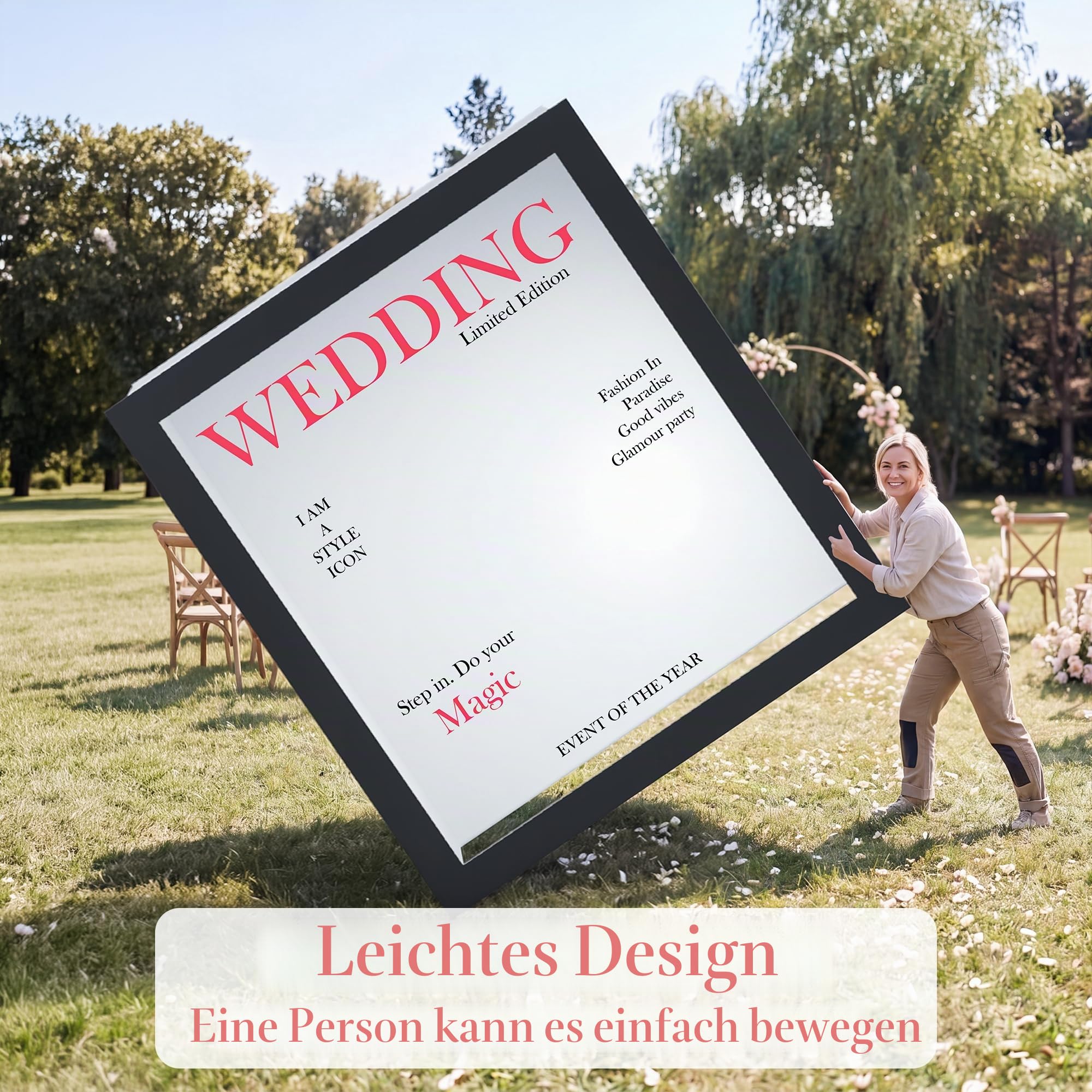 HARZHI Magazine Box Fotokabine, Leichte Photo Booth für Wedding mit Individuelles Logo, 2 x 2 x 2,3 M, Schneller und Einfacher Aufbau, Fotobox für Geburtstage, Partys, Vermietung und Kommerzielle