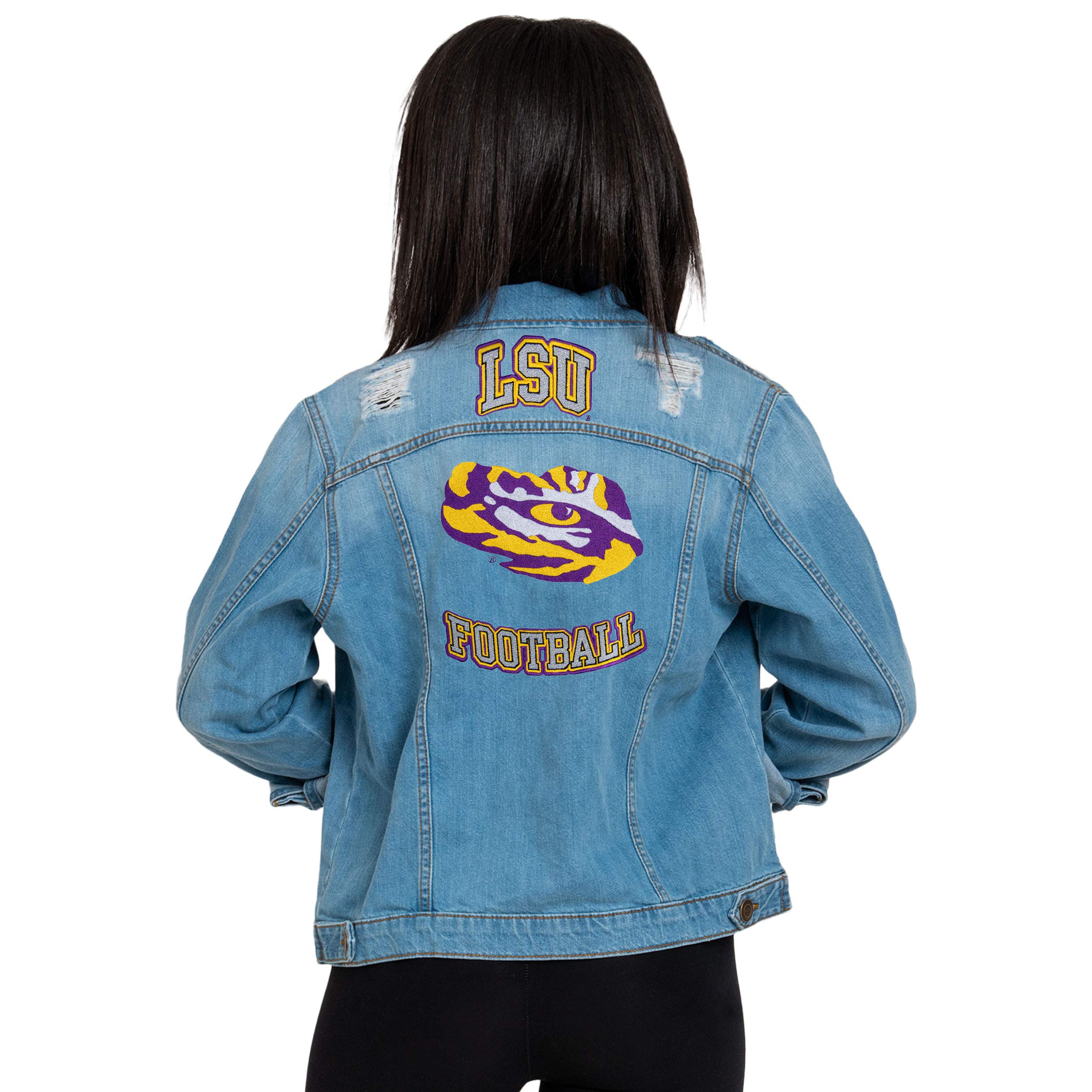 FOCO womens Emroidered Team Logo Long Sleeve Denim Jacket, Team Color, Medium US